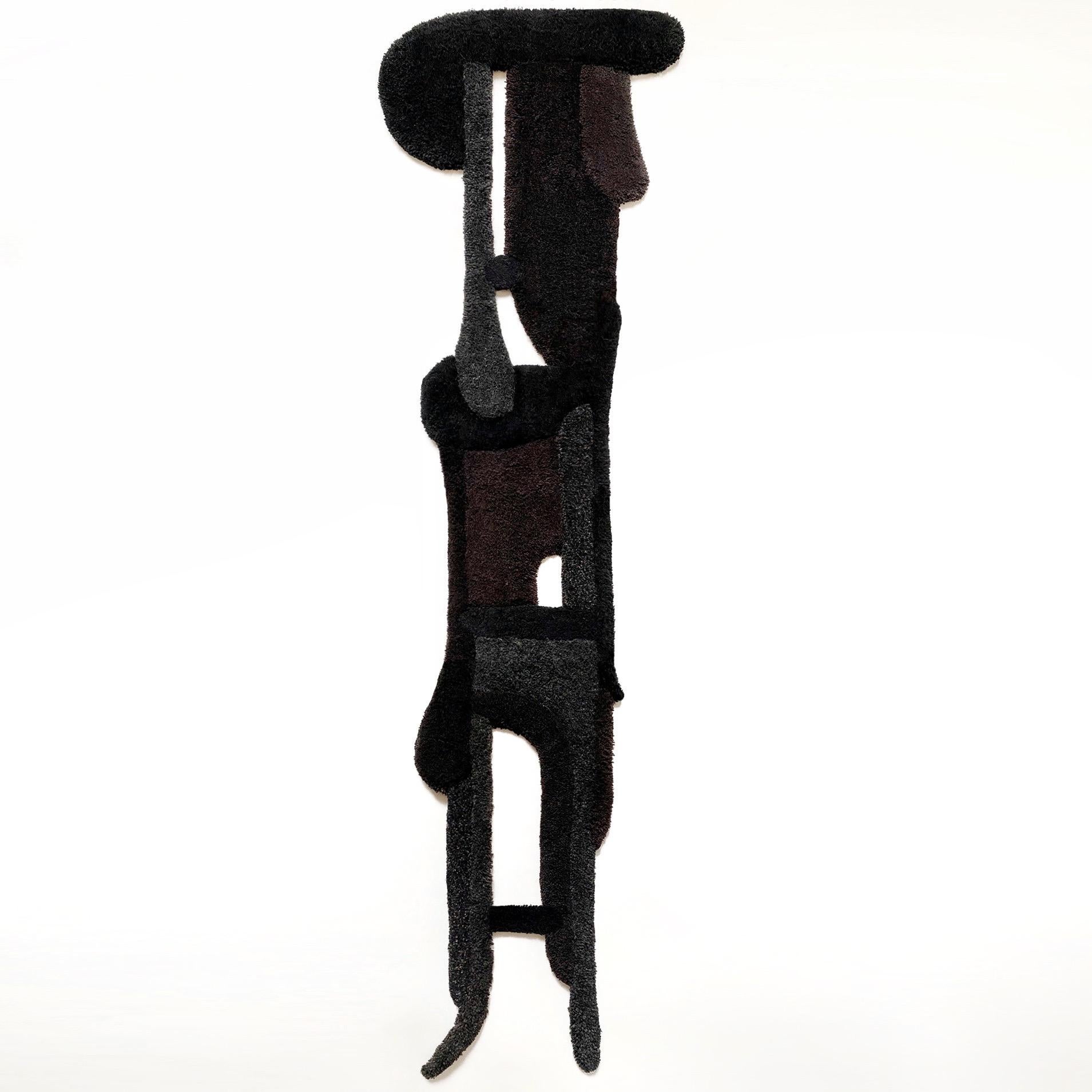 XXIe siècle et contemporain Tapisserie contemporaine en laine noire aux formes modernes, Opus LXIX de Mira Sohlen en vente