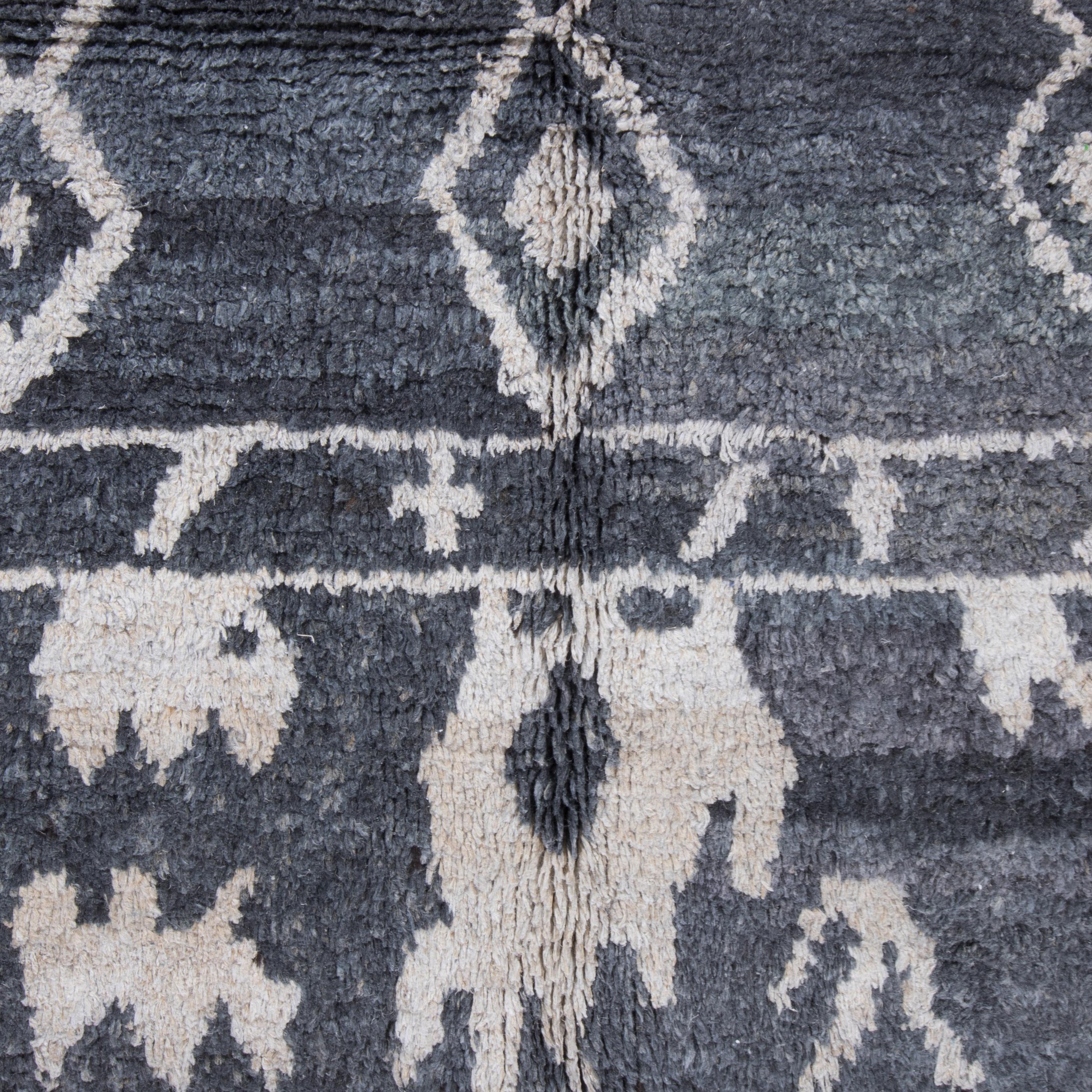 Hand-Woven Contemporary Wool Blue-Grey Turkish Rug