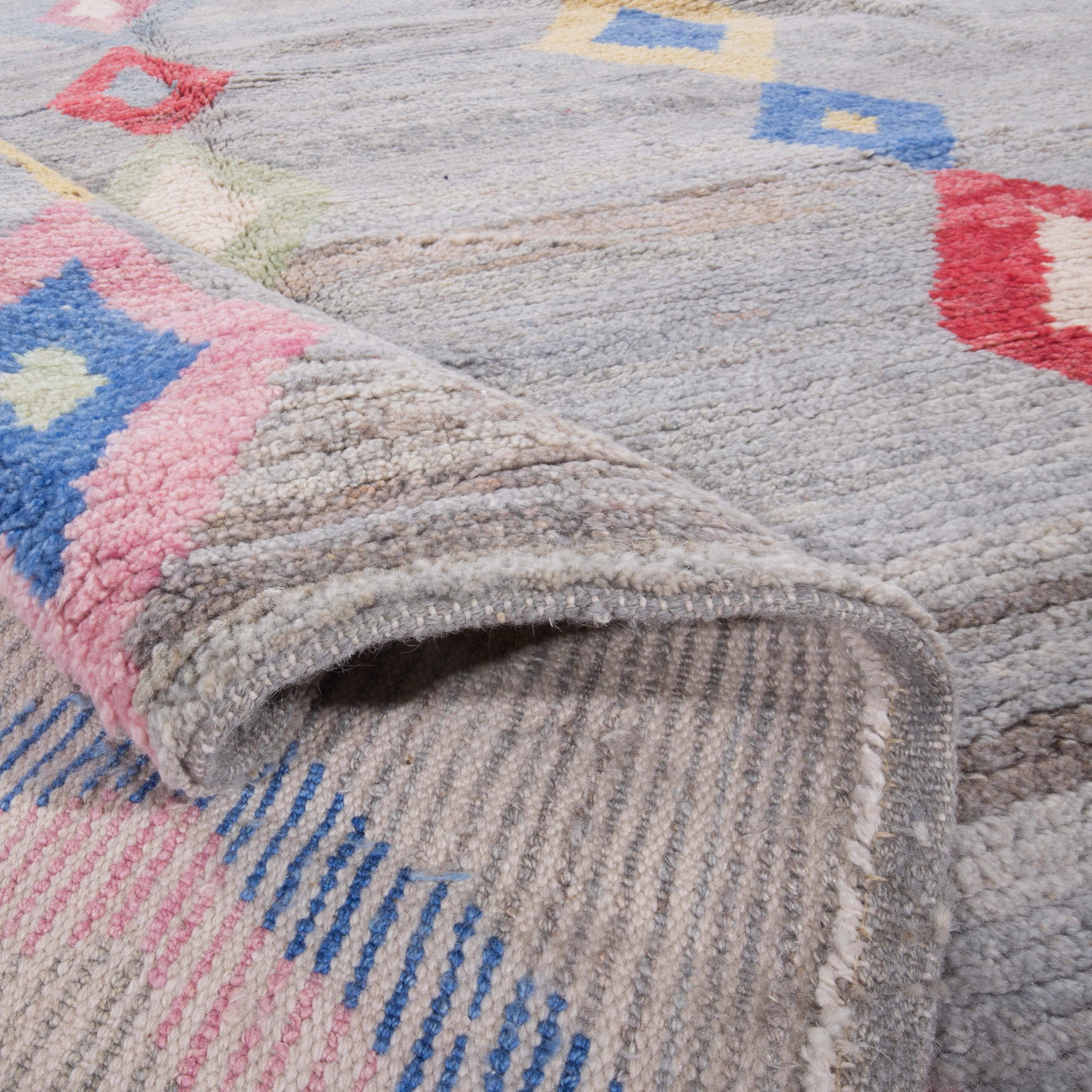 Contemporary Wool Colorful Turkish Rug 7