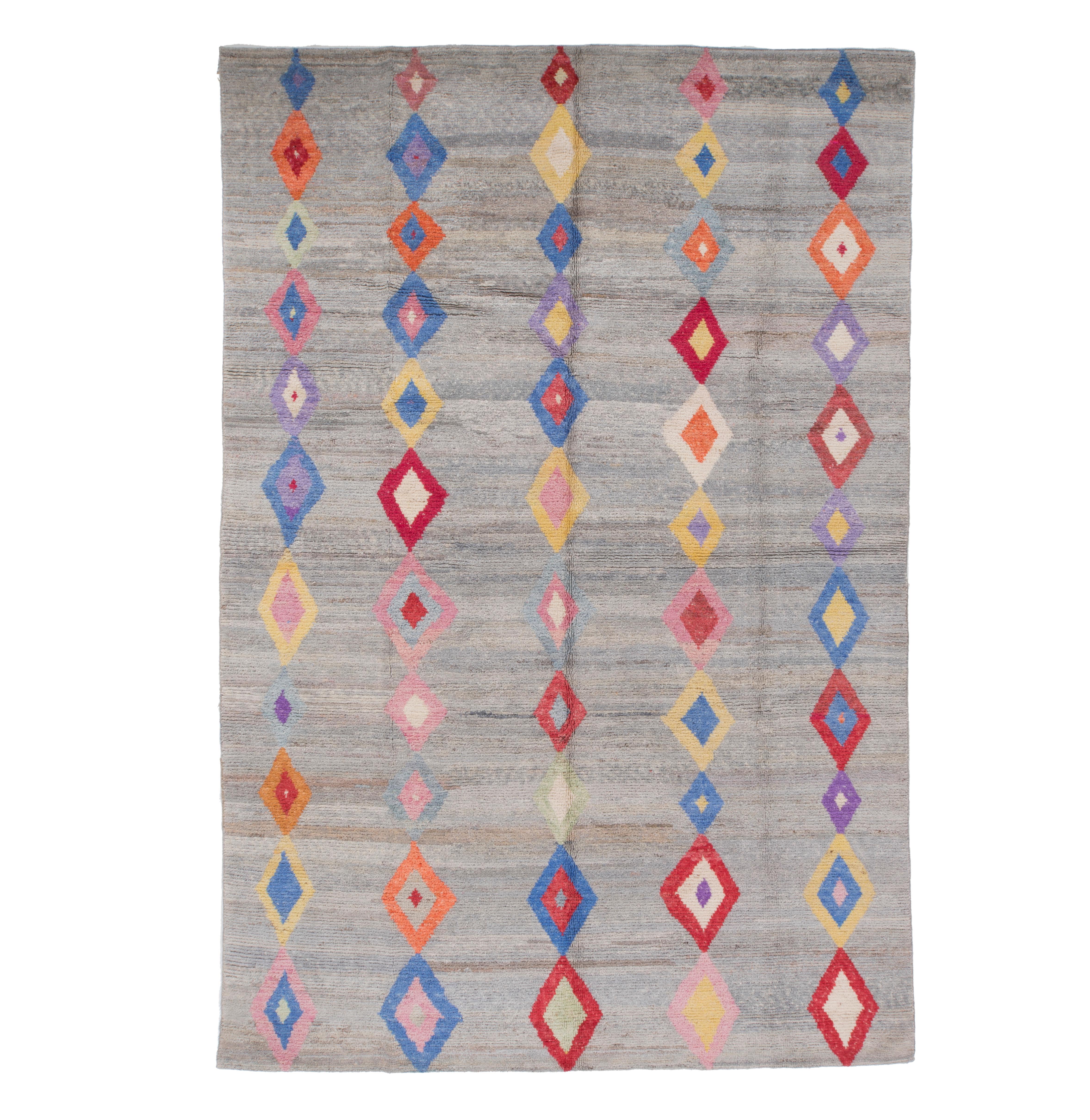 Contemporary Wool Colorful Turkish Rug 8