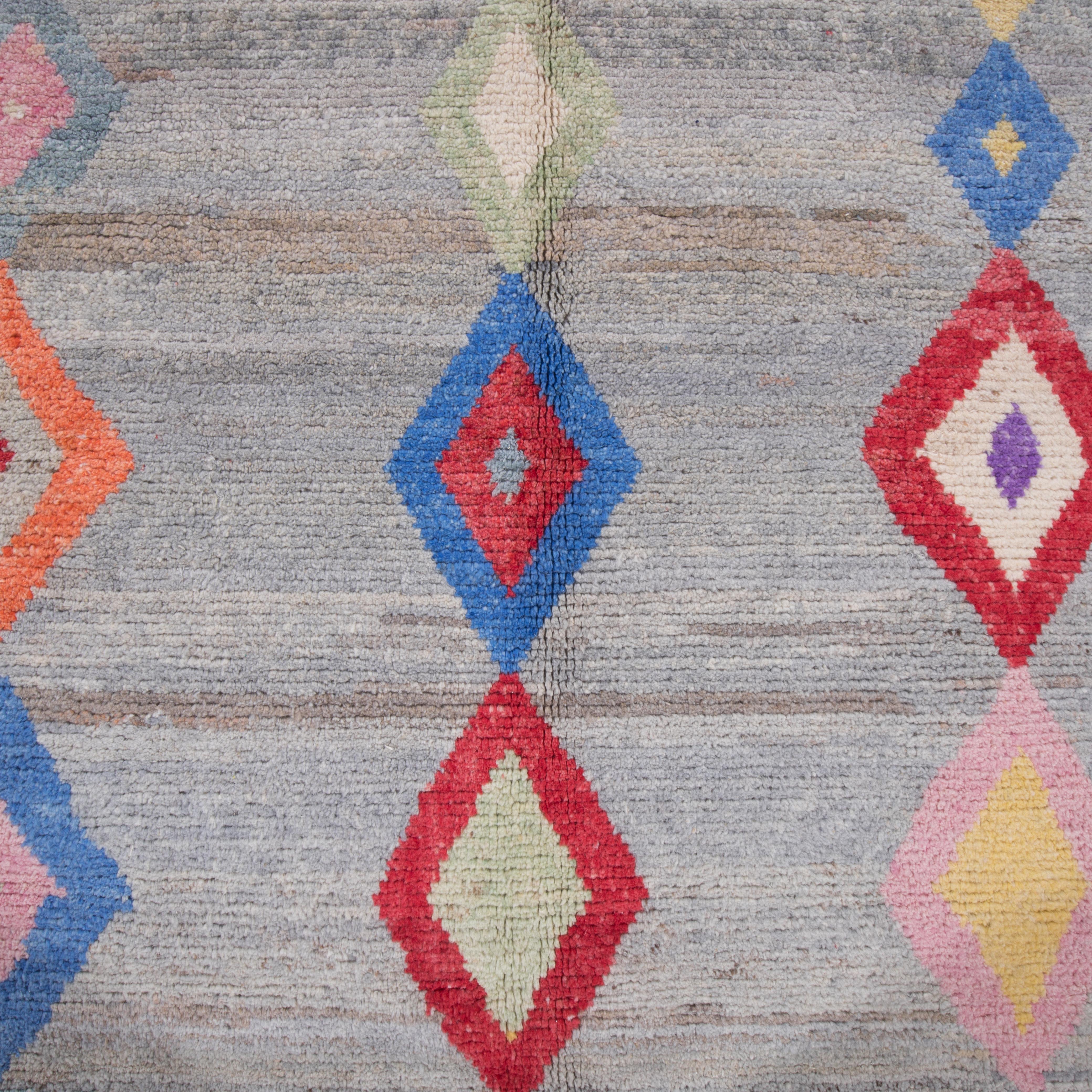 Hand-Woven Contemporary Wool Colorful Turkish Rug