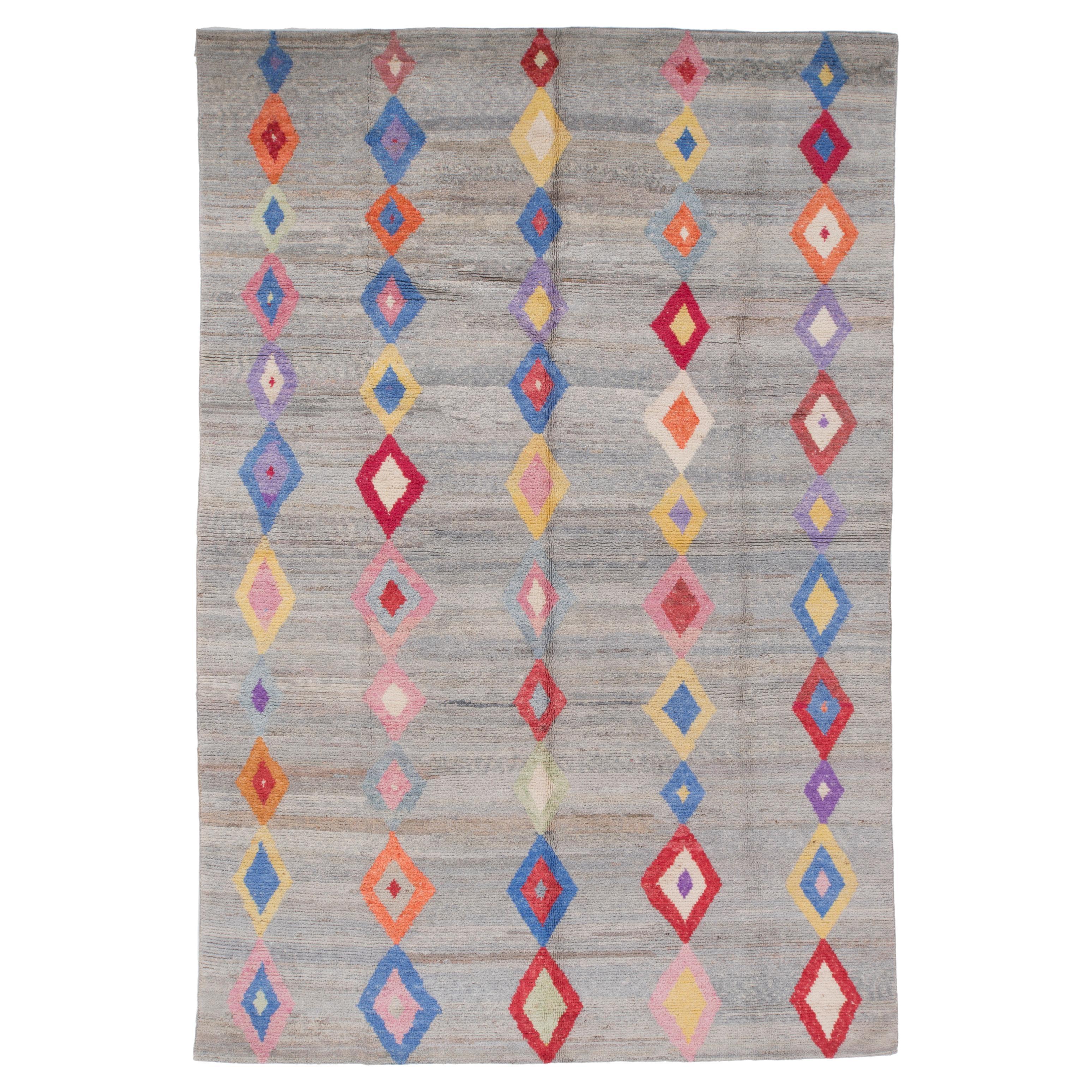 Contemporary Wool Colorful Turkish Rug
