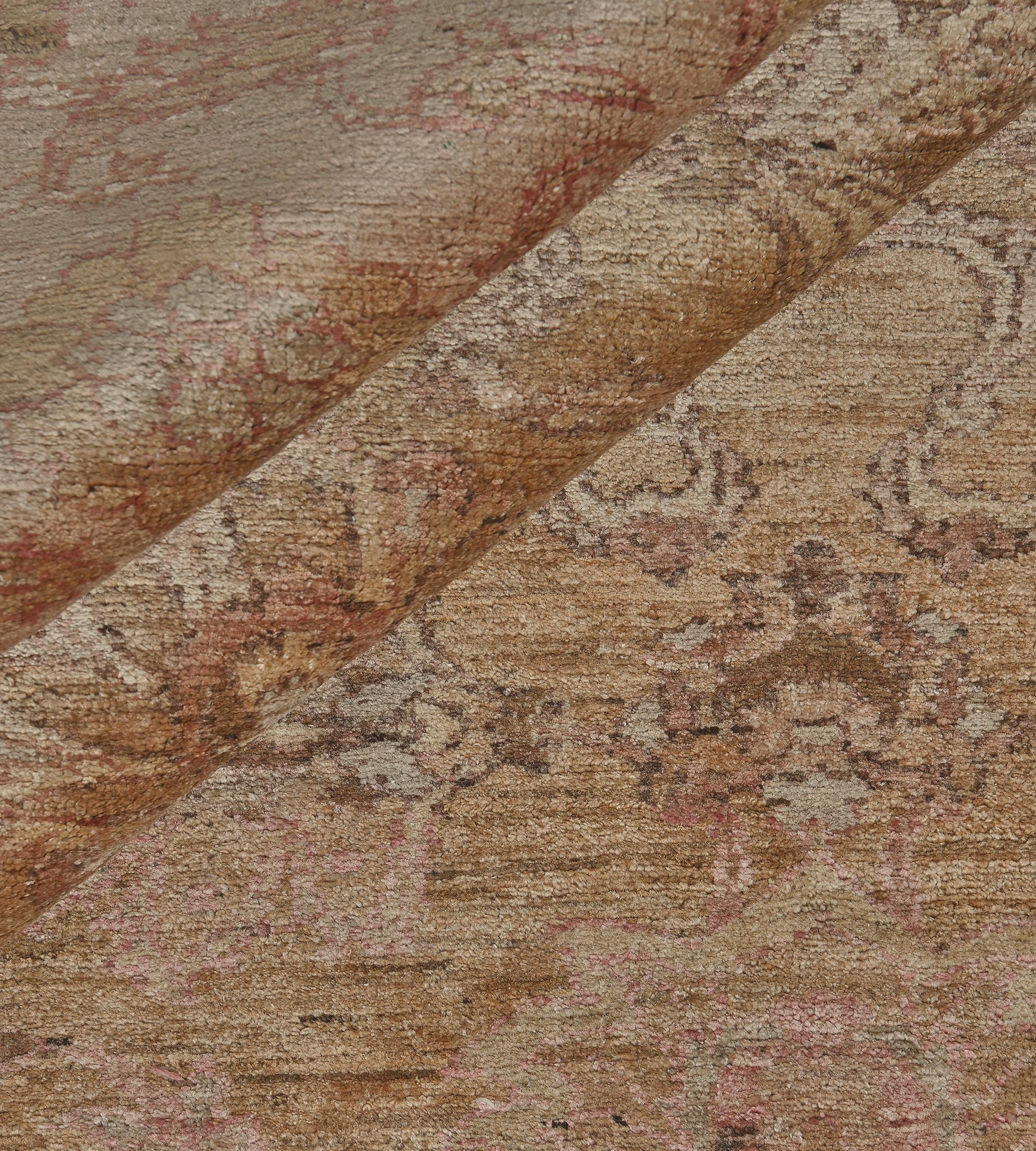 Tappeto Contemporary in lana intrecciata a mano di ispirazione Agra sbiadita in vendita 4