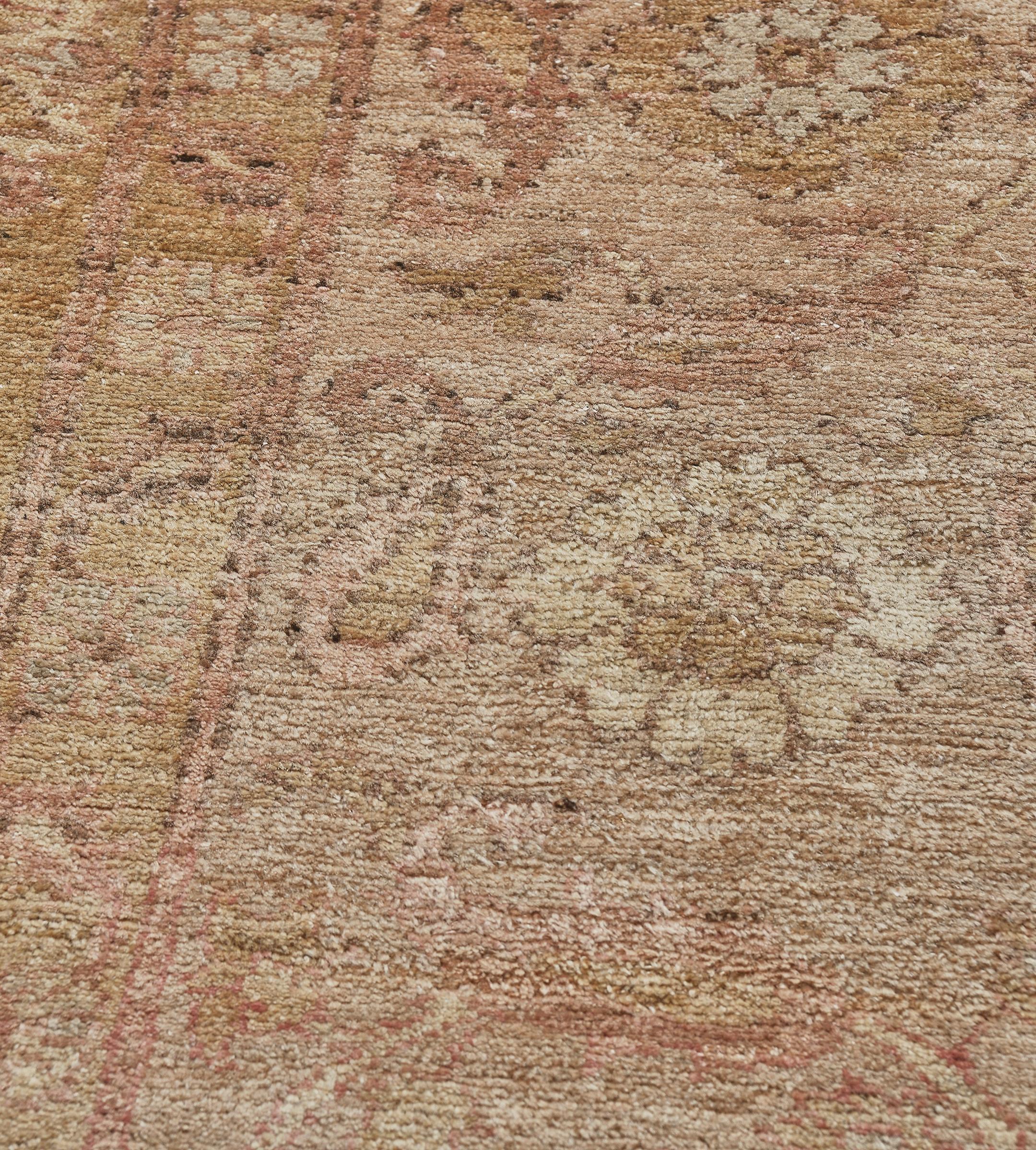 Tappeto Contemporary in lana intrecciata a mano di ispirazione Agra sbiadita in vendita 1