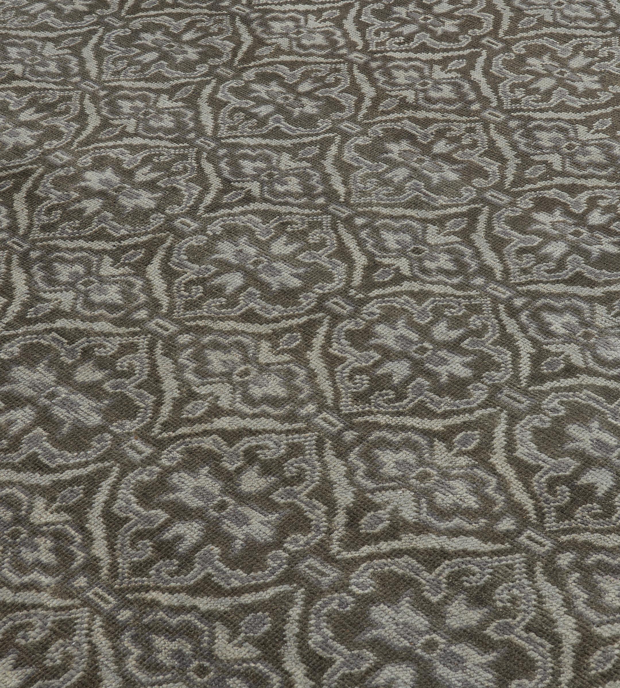 Contemporary Wool Hand-woven Gray Pattern Rug im Zustand „Neu“ im Angebot in West Hollywood, CA