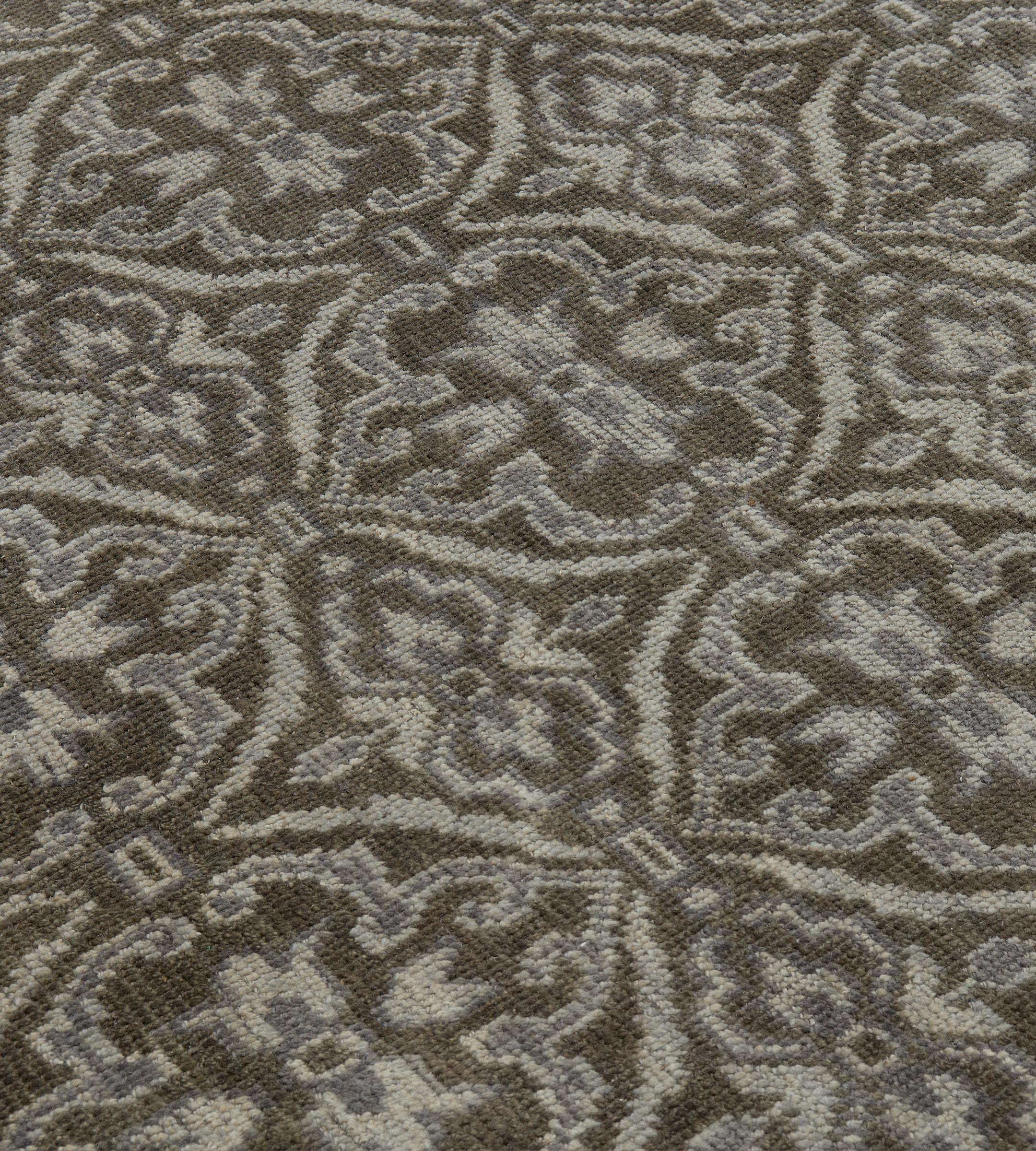 Contemporary Wool Hand-woven Gray Pattern Rug (21. Jahrhundert und zeitgenössisch) im Angebot
