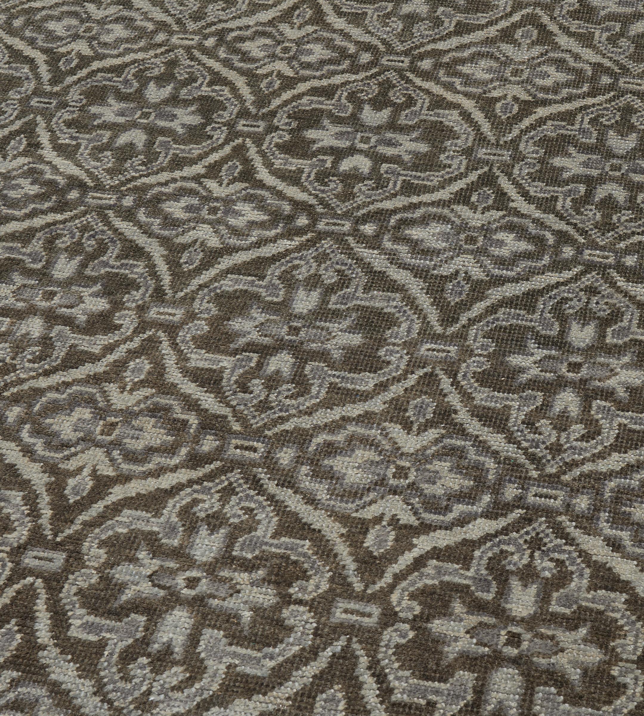 Contemporary Wool Hand-woven Gray Pattern Rug (Moderne) im Angebot