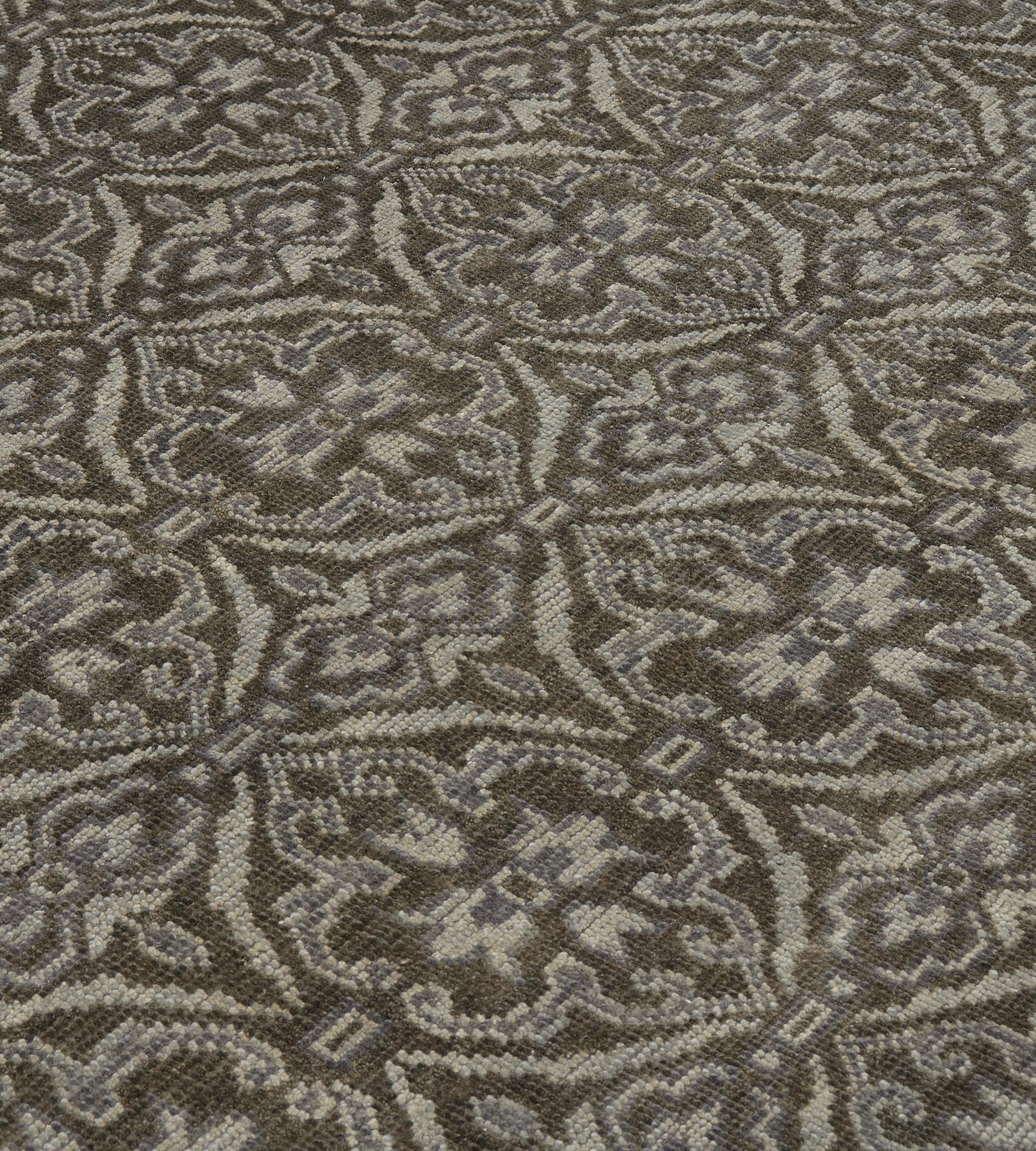 Contemporary Wool Hand-woven Gray Pattern Rug (Pakistanisch) im Angebot