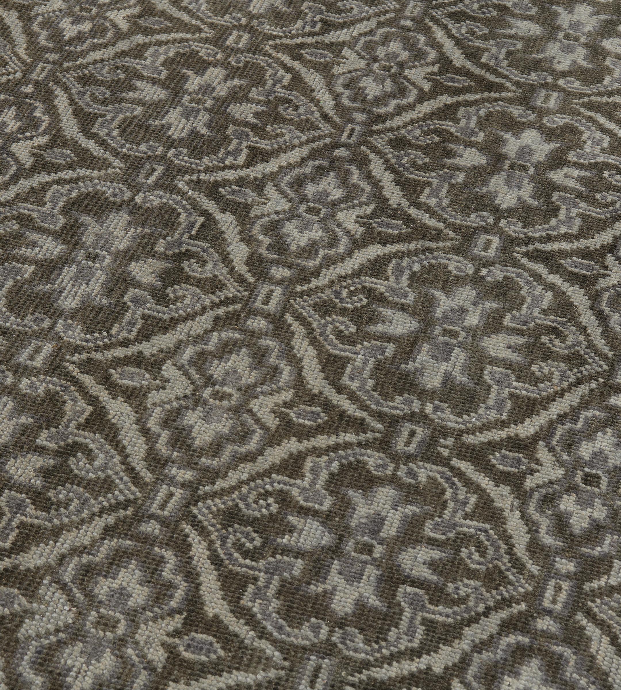 Contemporary Wool Hand-woven Gray Pattern Rug (Handgewebt) im Angebot