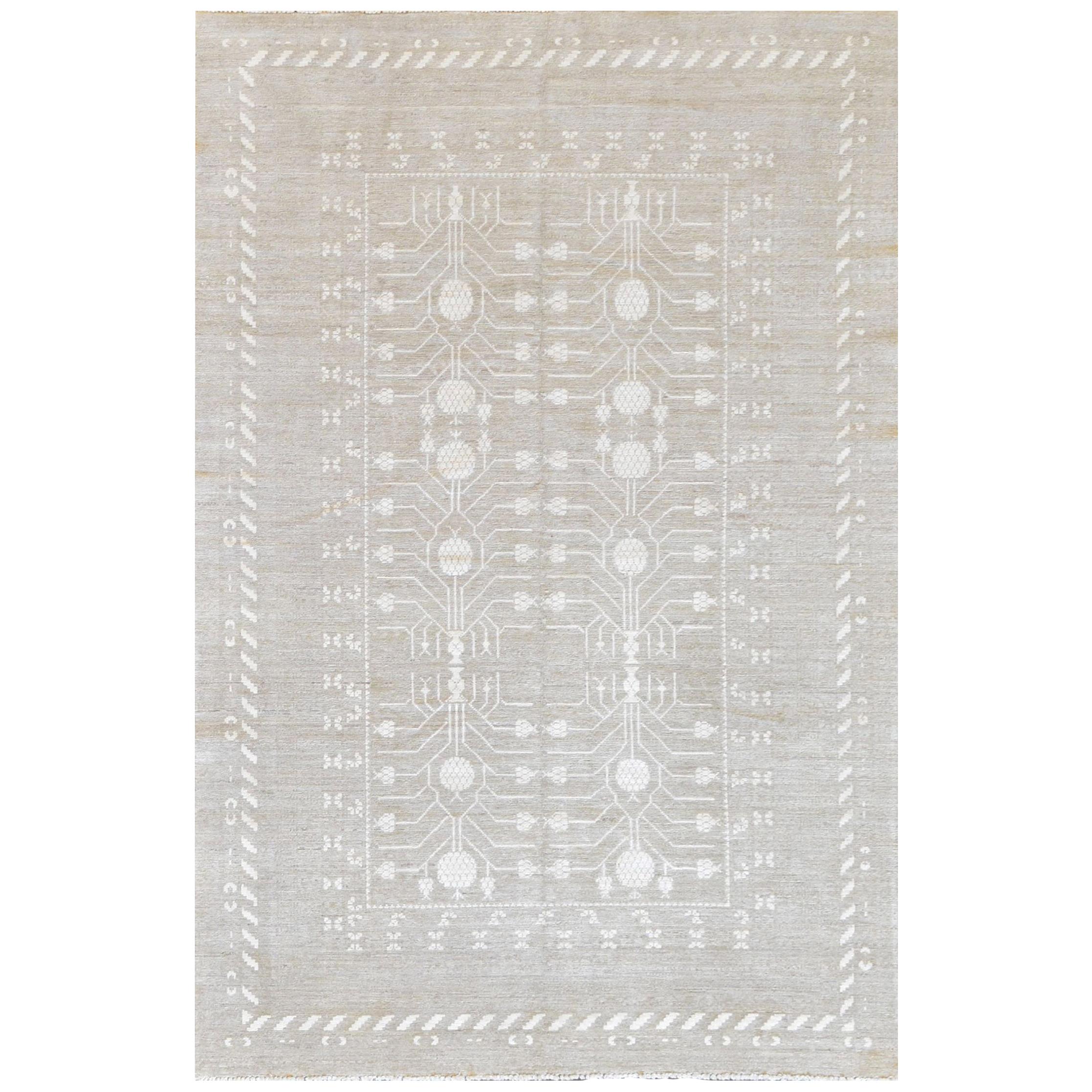 Contemporary Wool Hand-woven Khotan Inspired Rug