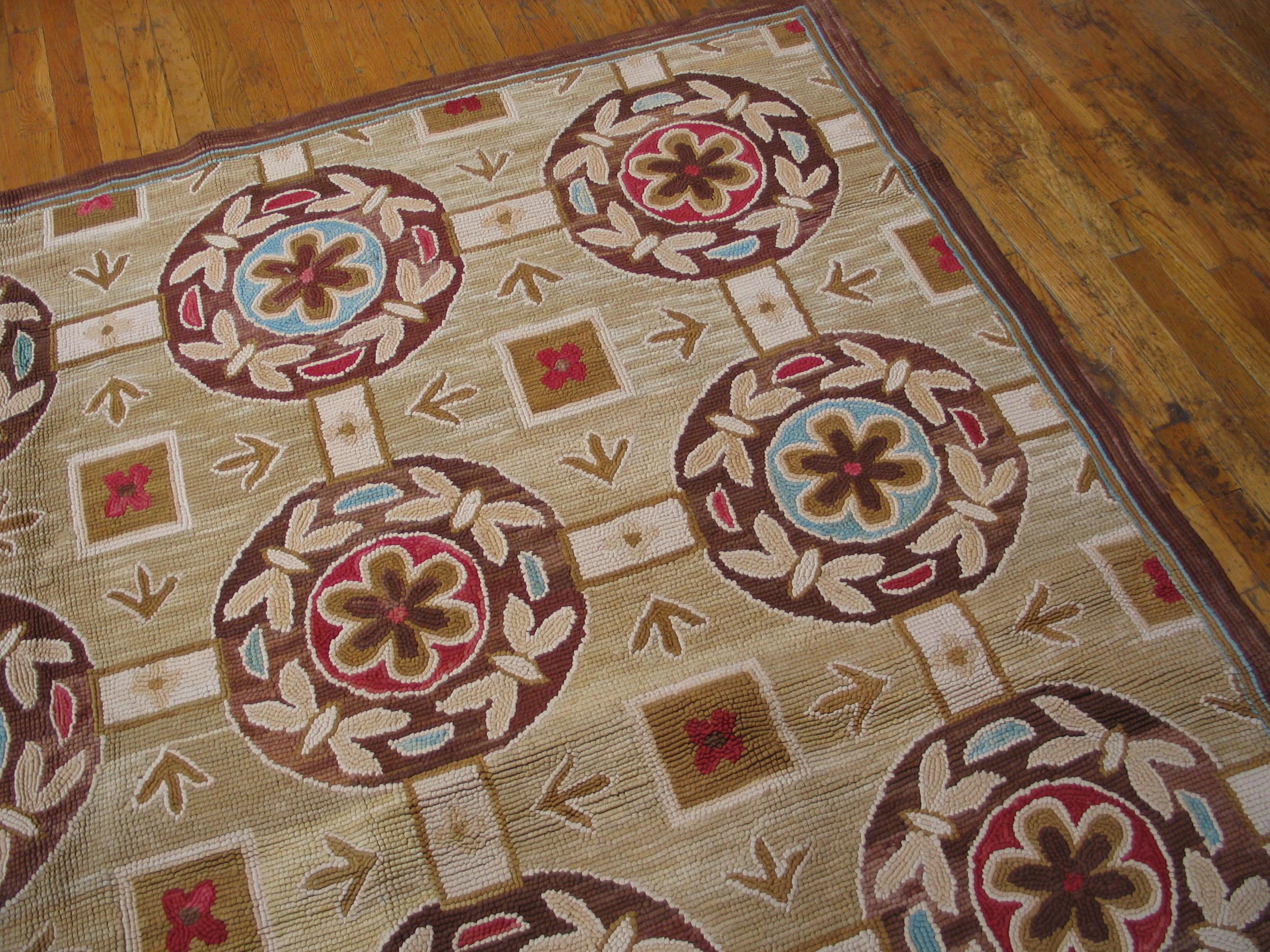 Hand-Knotted Contemporary Wool Hooked Rug ( 9' x 12' x 275 x 365 ) For Sale
