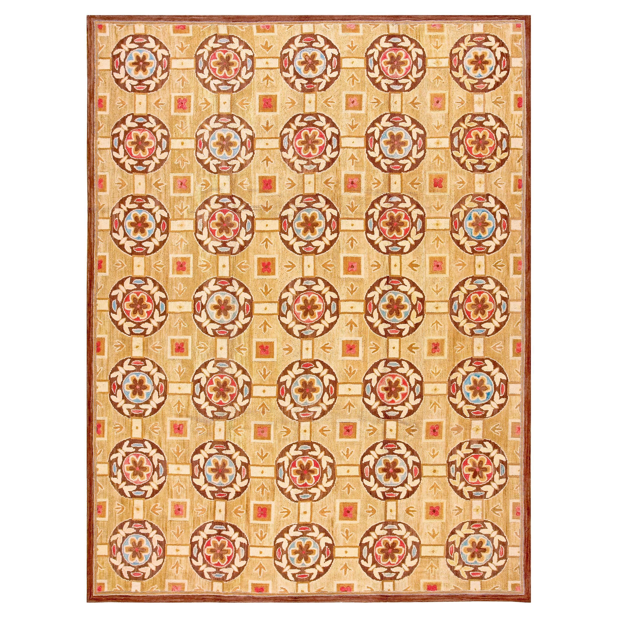 Contemporary Wool Hooked Rug ( 9' x 12' x 275 x 365 ) im Angebot
