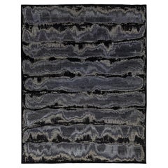 Contemporary Wool Luxury  Rug In Black With Abstract Design