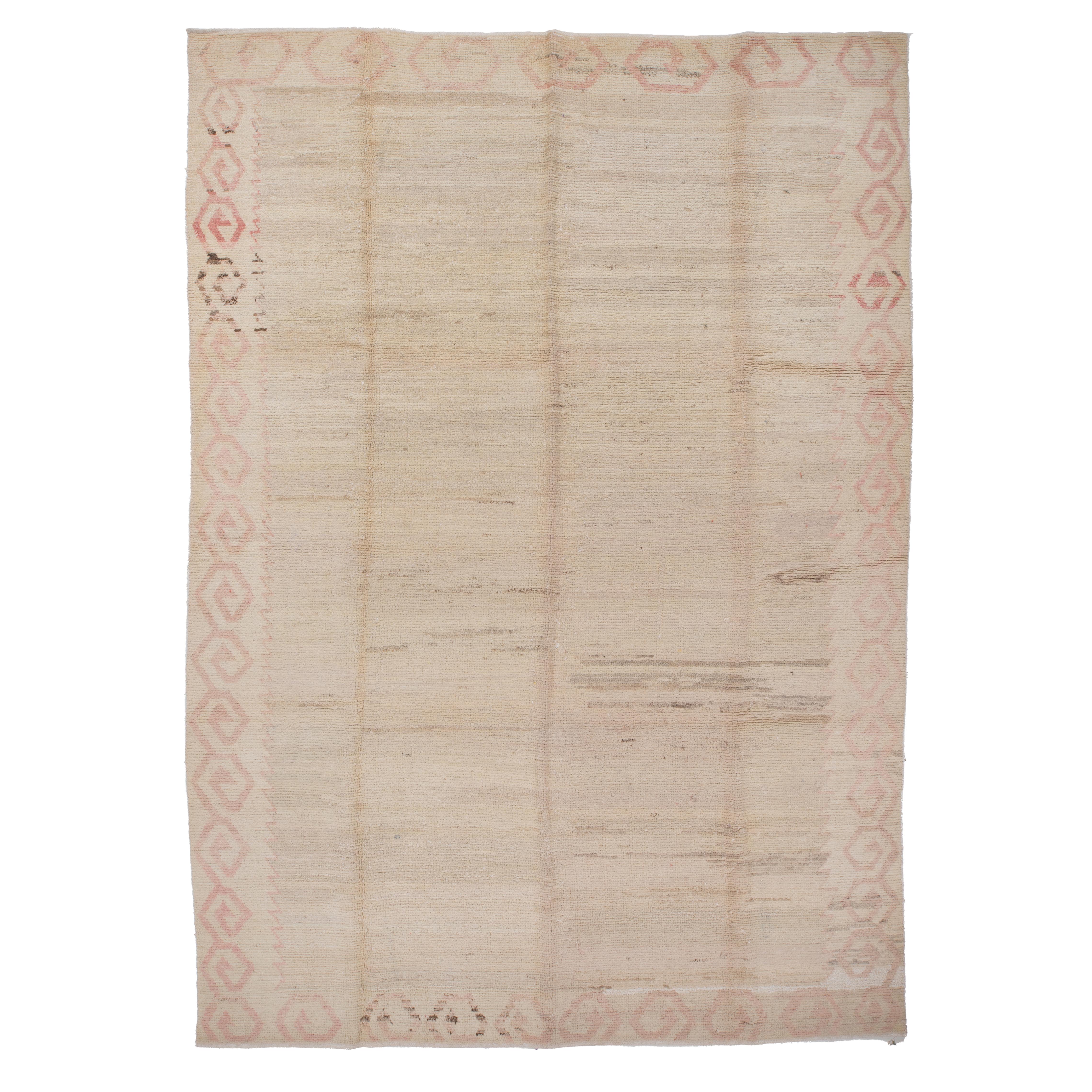 Contemporary Wool Neutral Turkish Rug For Sale 5