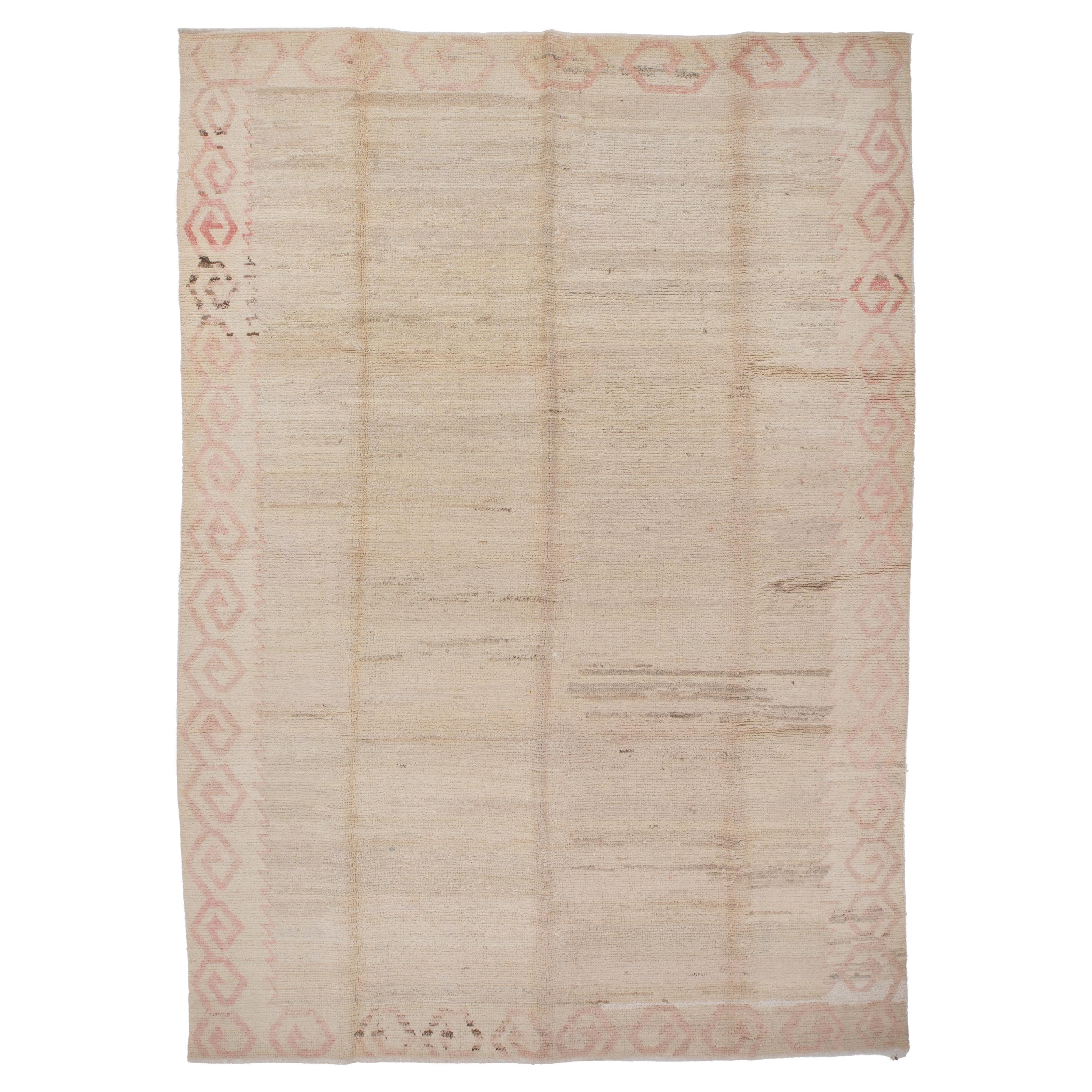 Contemporary Wool Neutral Turkish Rug For Sale