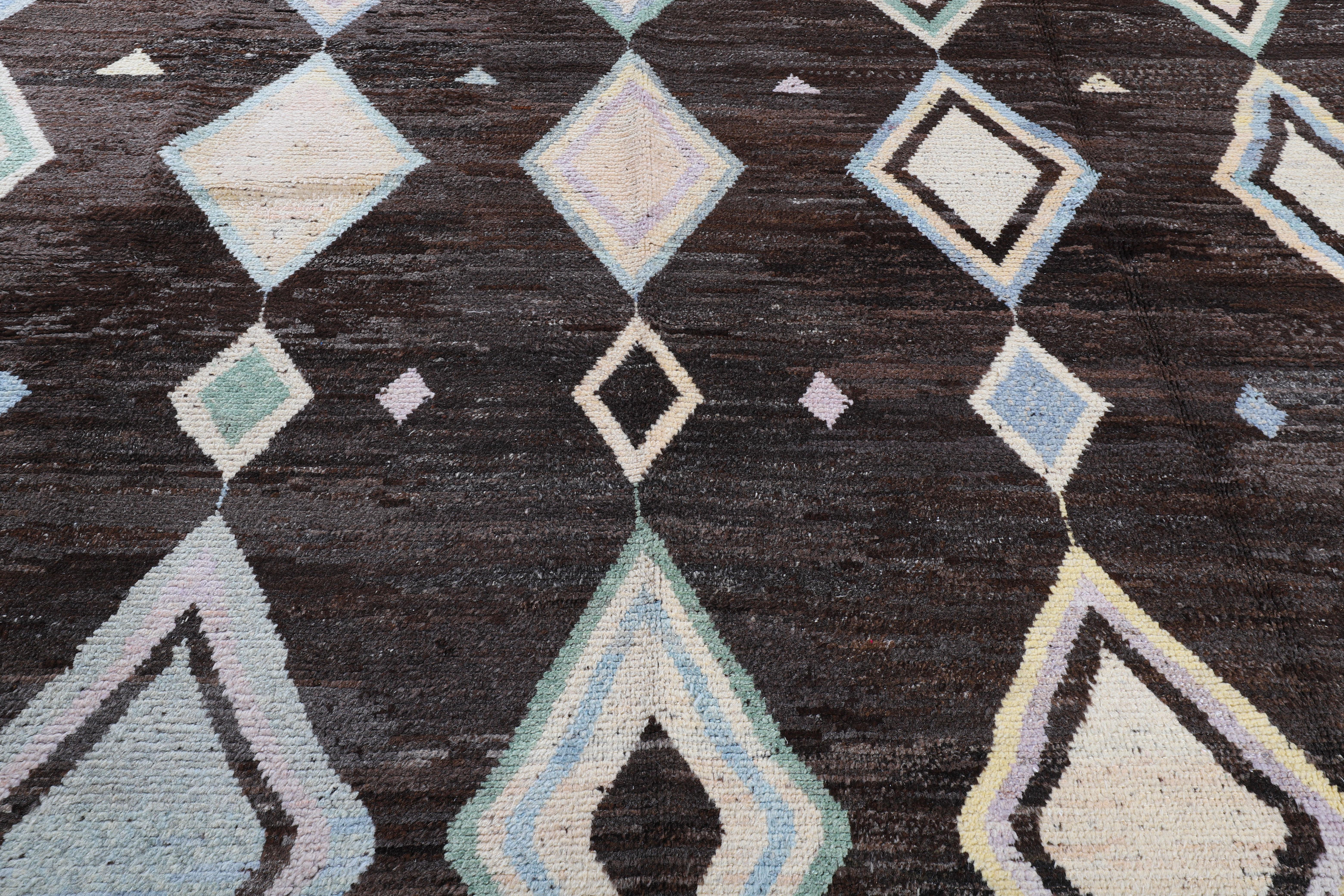 Contemporary Wool Pastel Turkish Rug For Sale 1