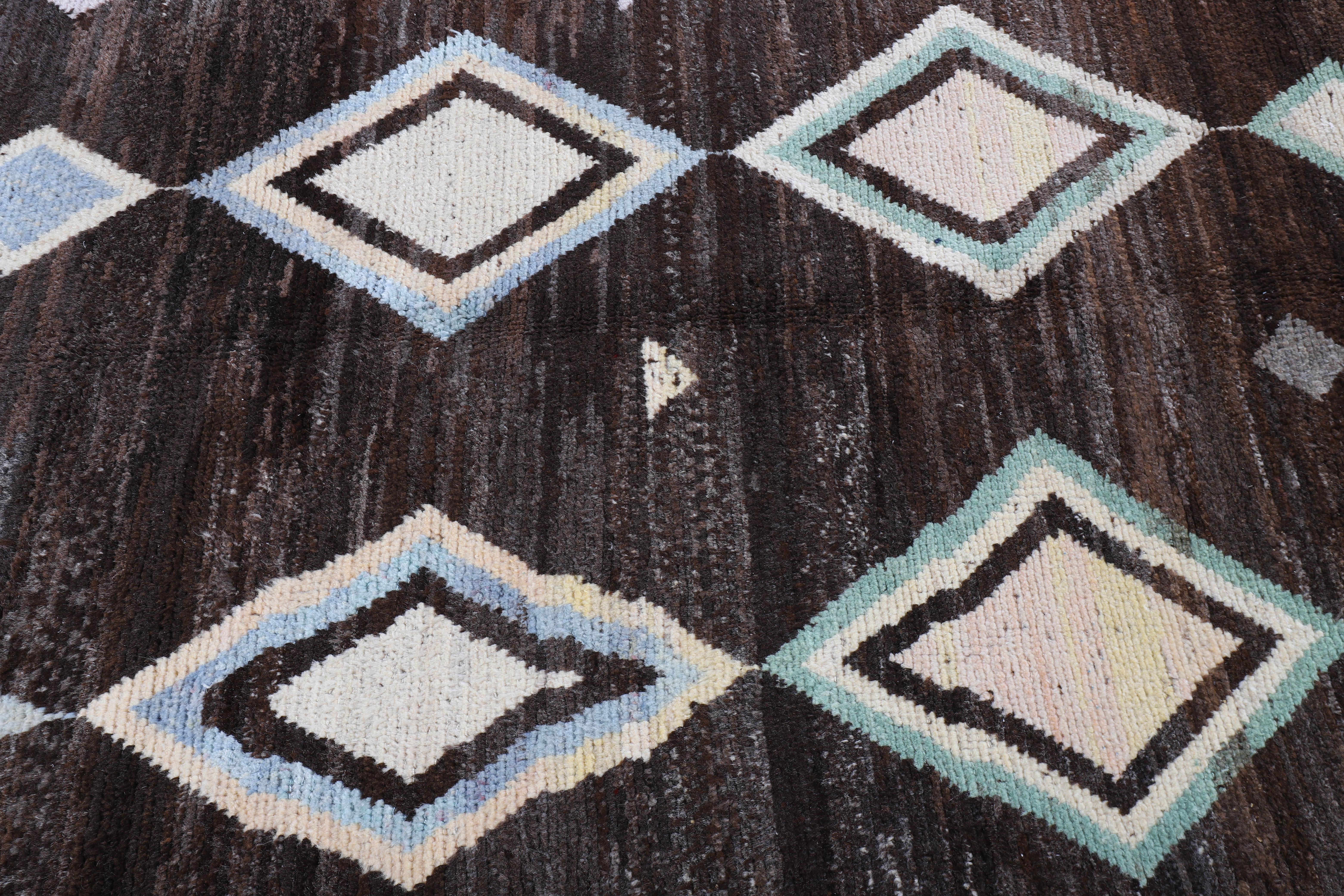 Contemporary Wool Pastel Turkish Rug For Sale 2