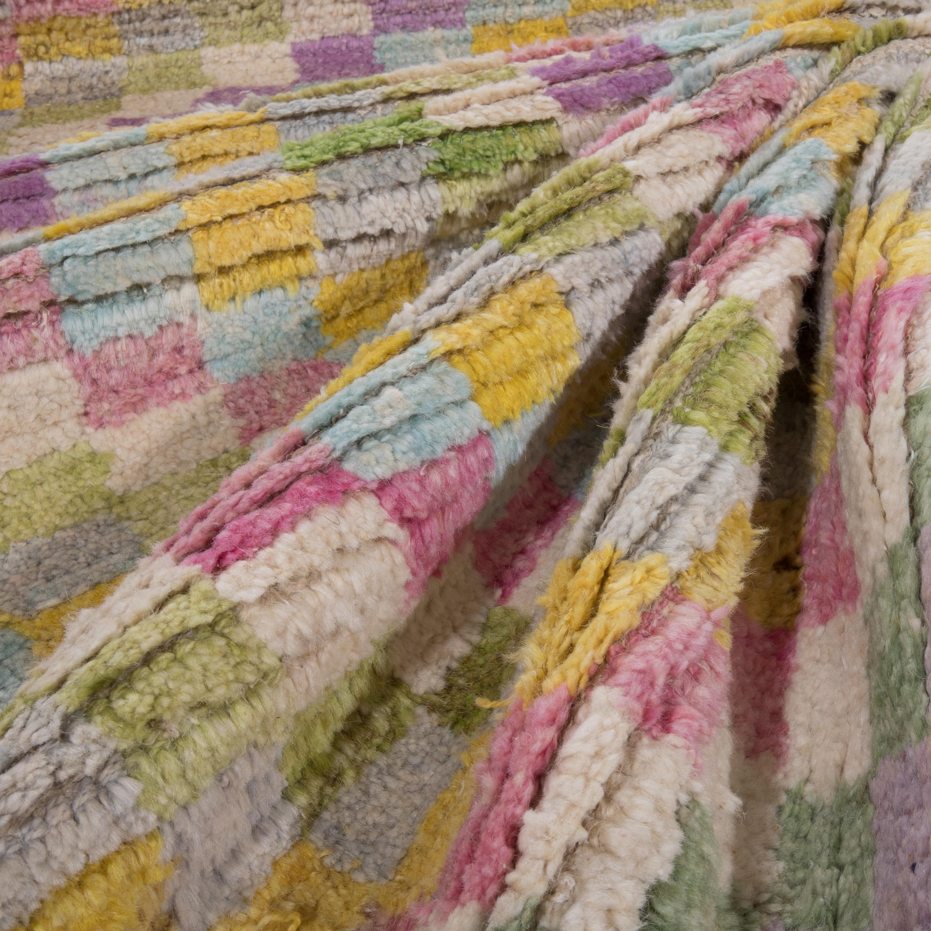 Contemporary Wool Pastel Turkish Rug For Sale 9