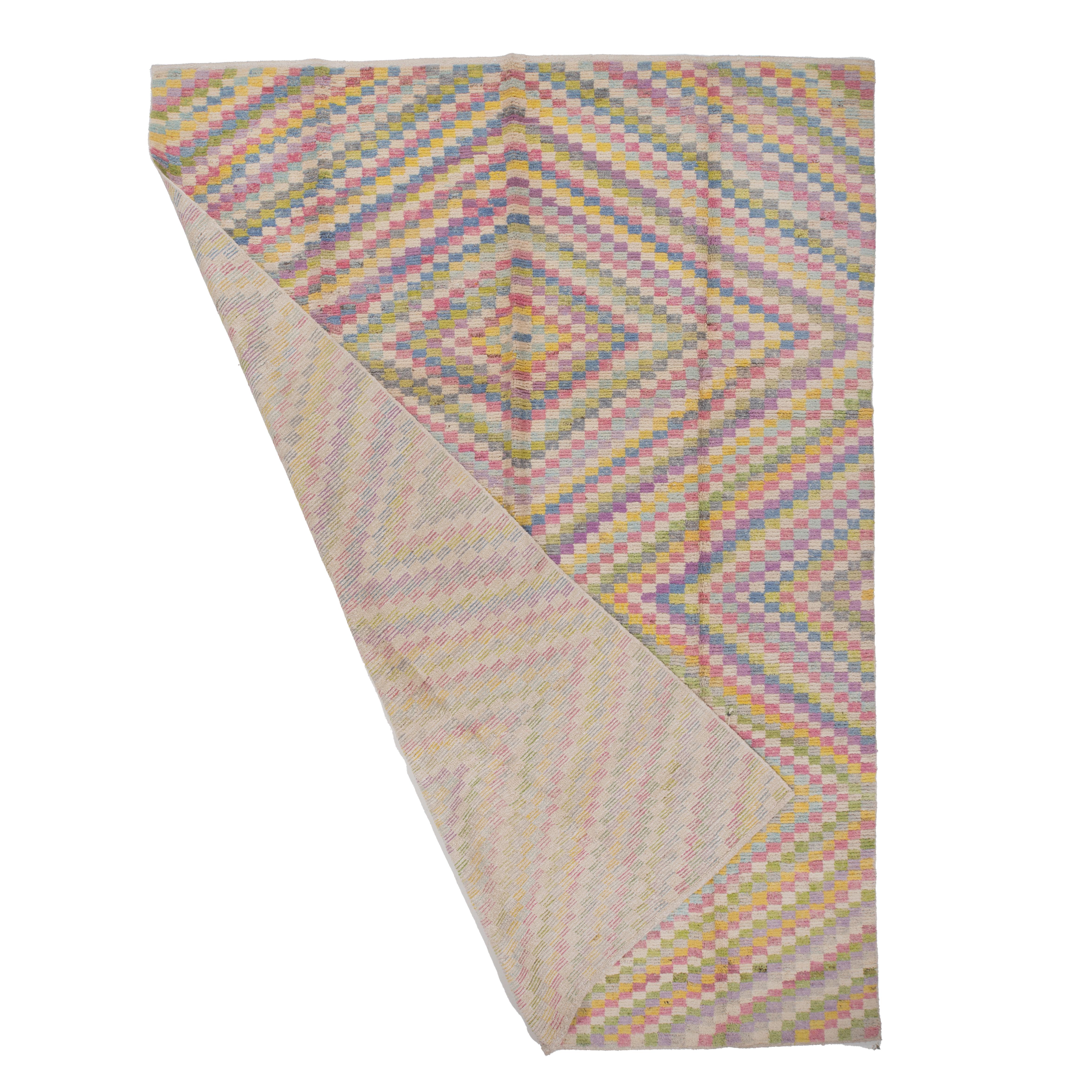 Hand-Woven Contemporary Wool Pastel Turkish Rug For Sale