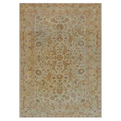 Tapis contemporain en laine de qualité tissé à la main, à motifs floraux, inspiré d'Agra