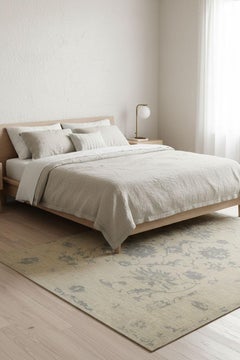 Contemporary Wool Rug, 9 ft × 11 ft , Beige and Soft Gray