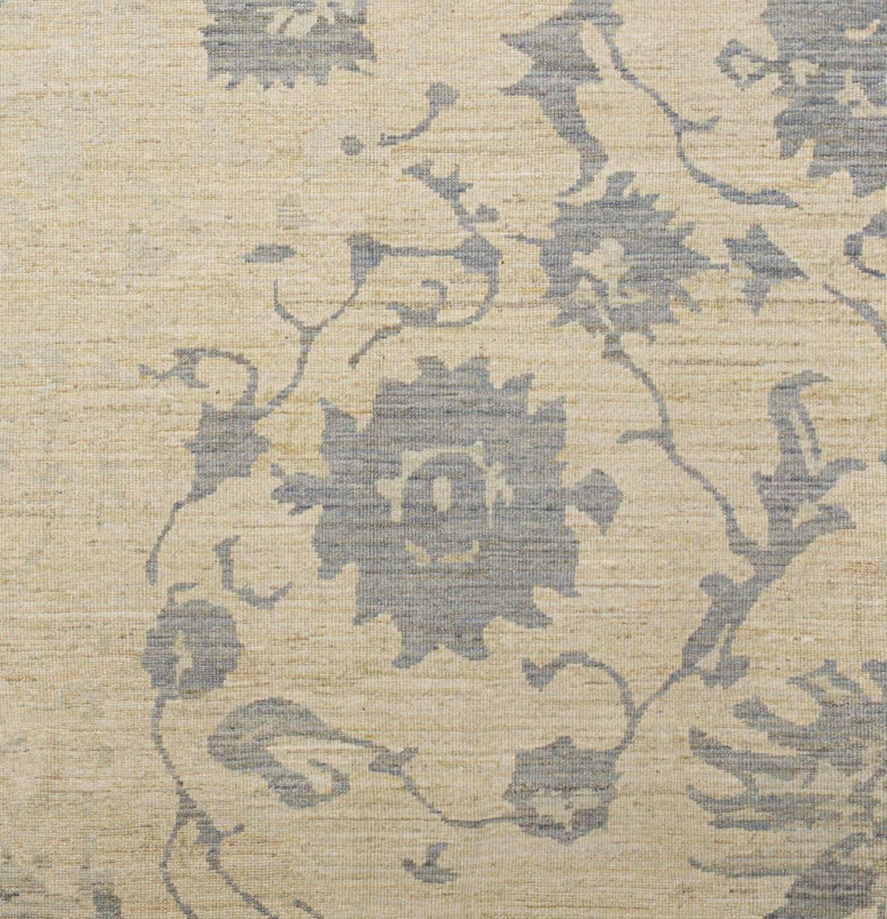 Zeitgenössischer Wollteppich, 9 ft × 11 ft , Beige und Soft Gray (Handgewebt) im Angebot