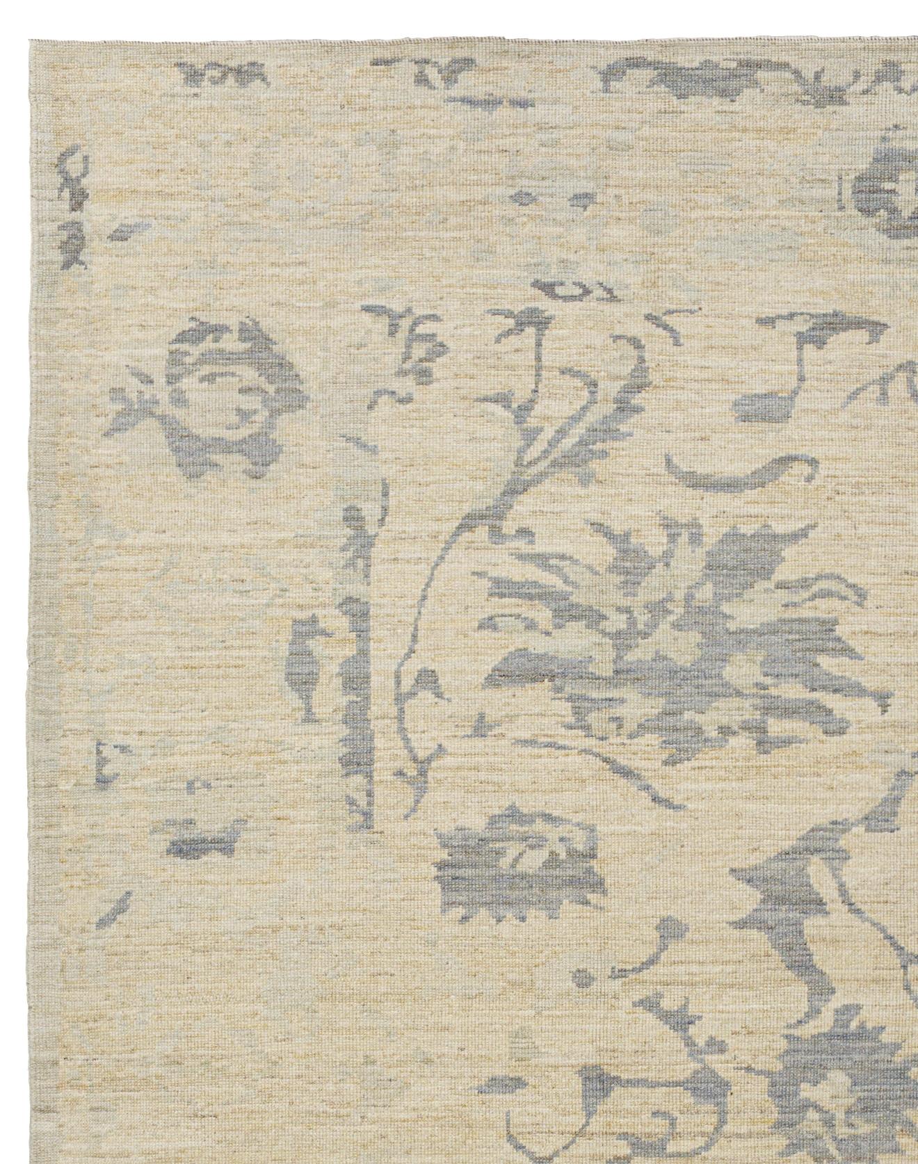 Zeitgenössischer Wollteppich, 9 ft × 11 ft , Beige und Soft Gray (Wolle) im Angebot