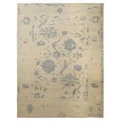 Tappeto contemporaneo in lana, 9 ft × 11 ft , beige e grigio tenue