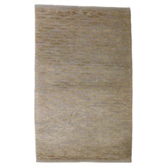 Tapis contemporain en laine grise à motifs géométriques