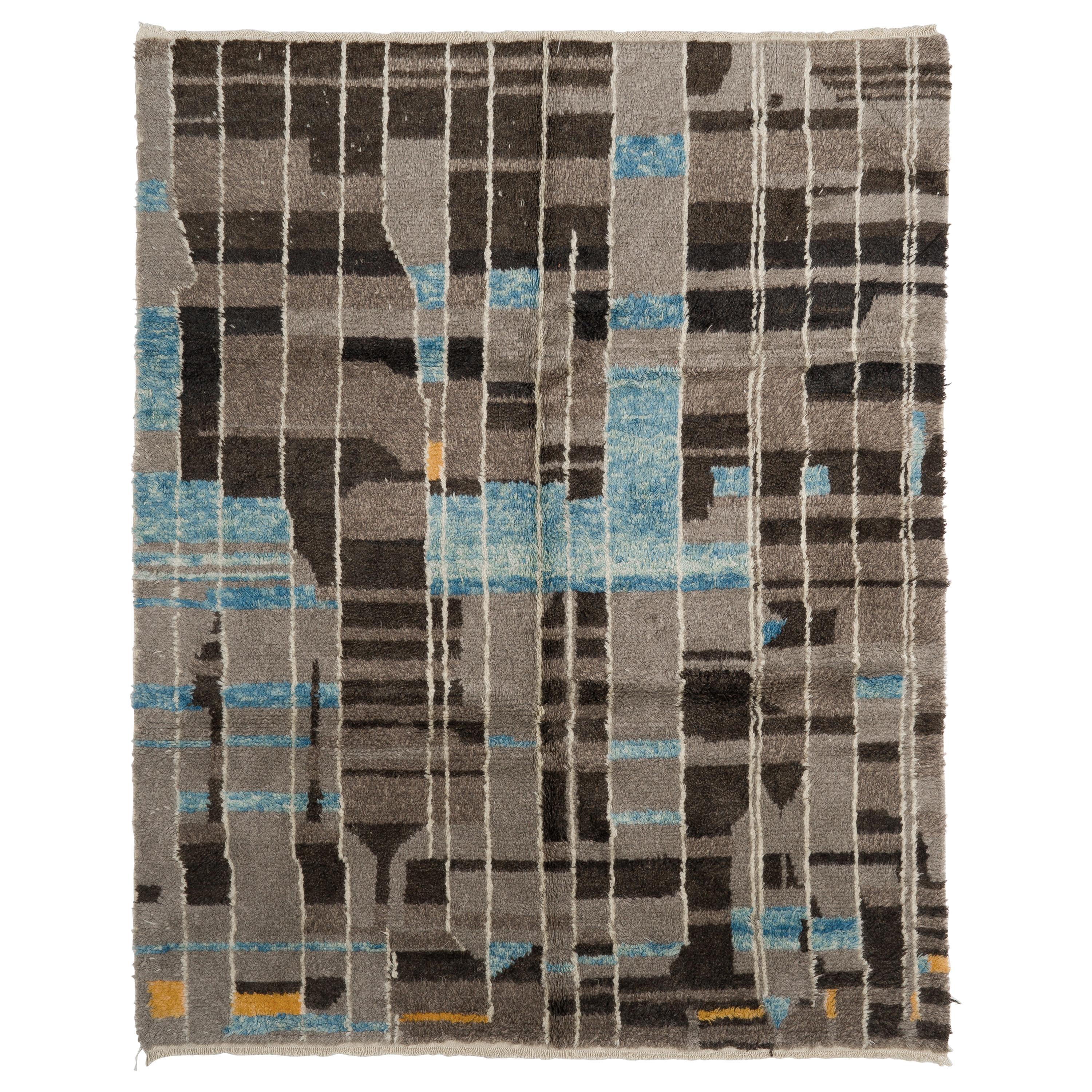 Modern Hand-Knotted Rug with Shag Pile, 100% Soft Wool. CUSTOM OPTIONS Available For Sale