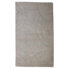 Alfombra Contemporánea De Lana Y Seda En Gris