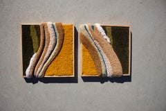 Contemporary wool tapestry duo, wall art, fiber art, textile art by Ohxoja