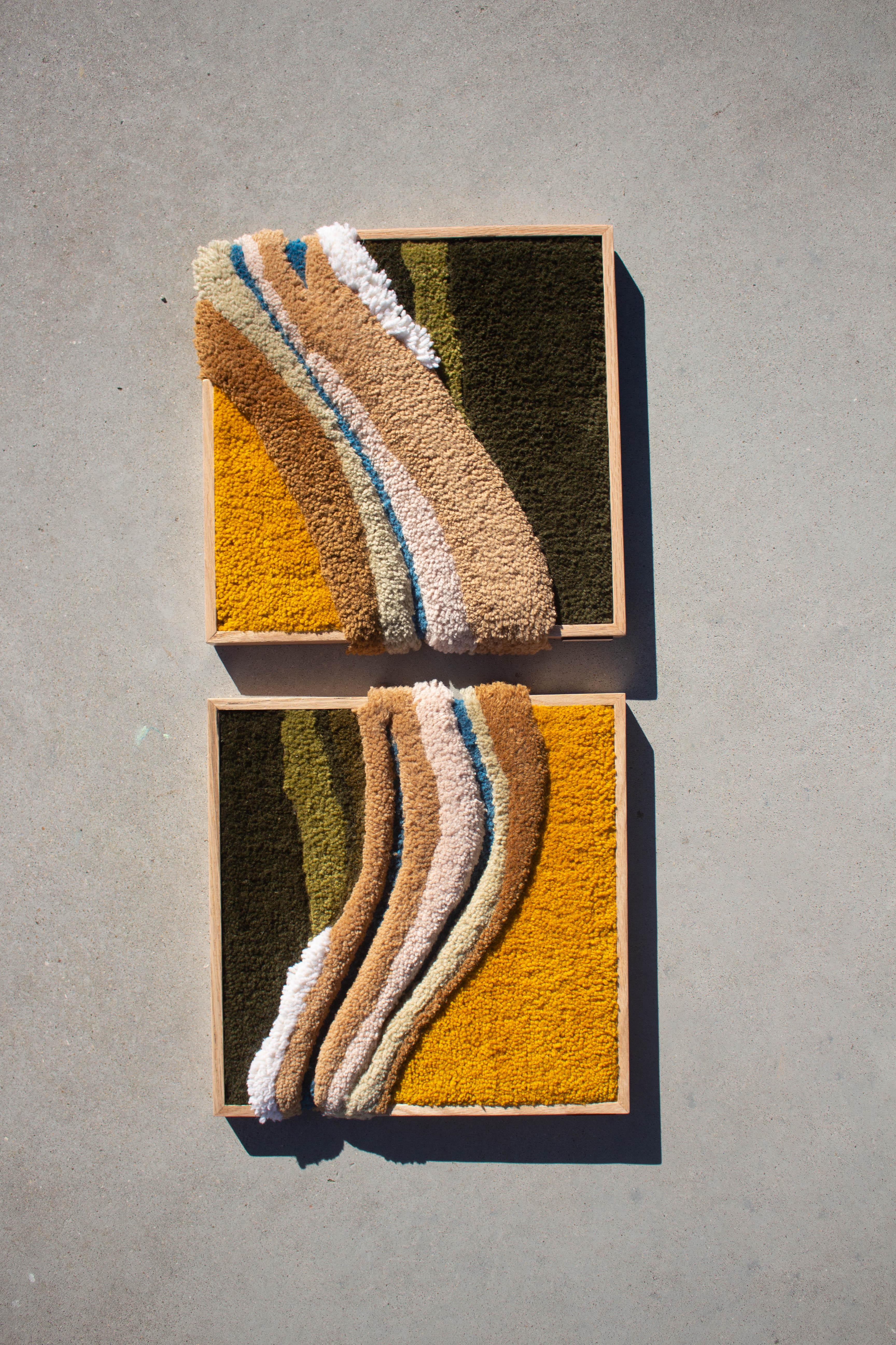 Portuguese Contemporary wool tapestry duo, wall art, fiber art, textile art by Ohxoja For Sale