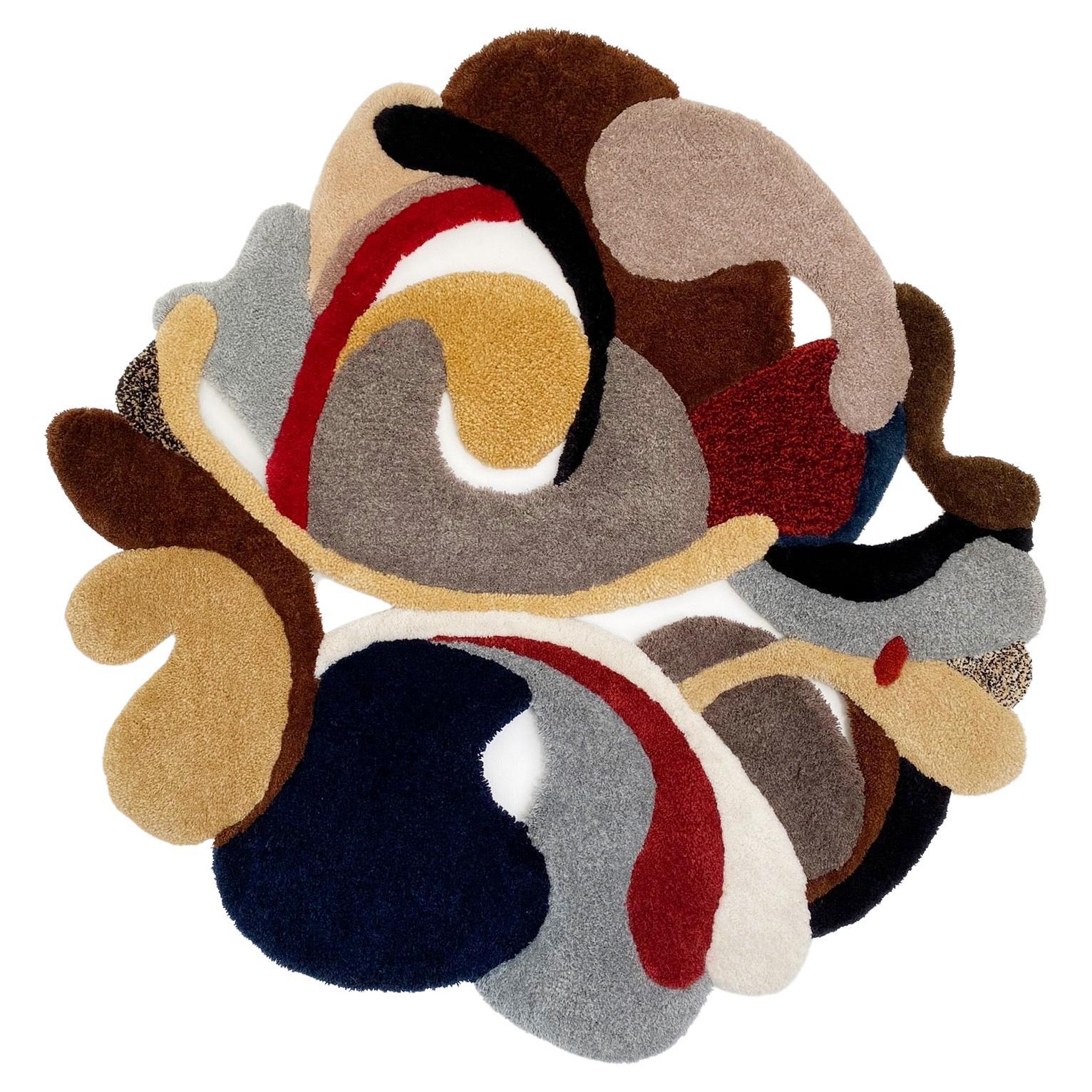 Zeitgenössischer Wandteppich aus Wolle mit modernen Formen, Opus LIV von Mira Sohlen im Angebot