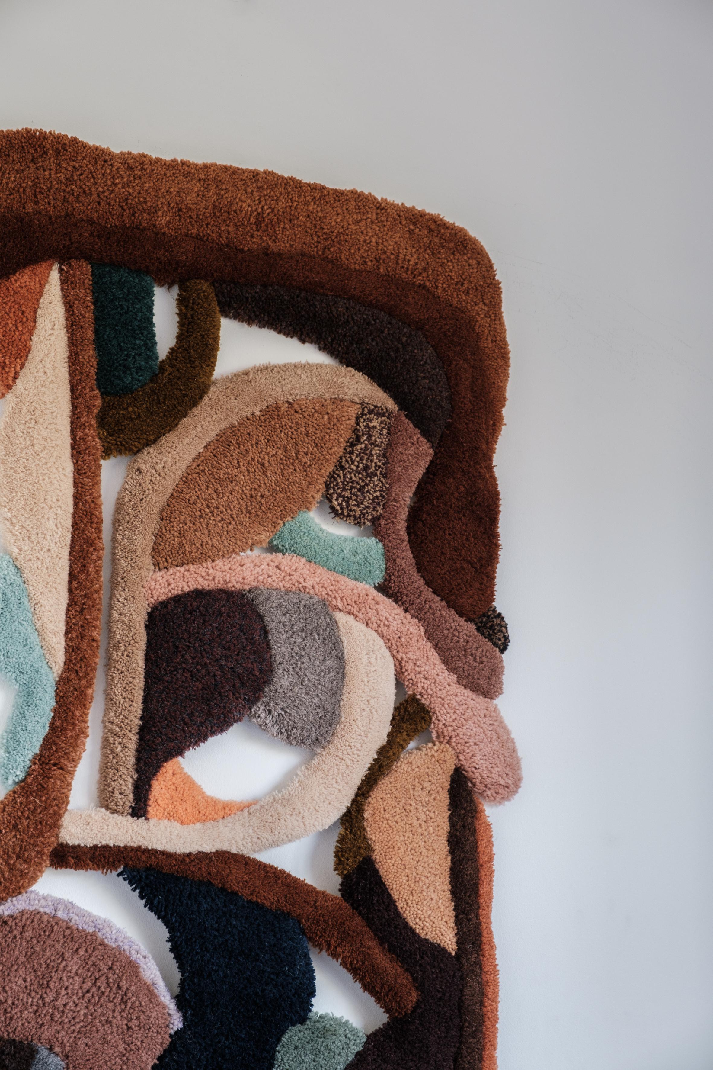 Zeitgenössischer Wandteppich aus Wolle mit modernen Formen, Opus LIX von Mira Sohlen im Angebot 1