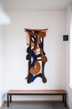 Contemporary Wool Wall Tapestry with Modern Shapes, Opus XLIV by Mira Sohlen