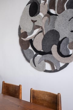 Tapisserie murale contemporaine en laine avec nuances de vert, Opus LXXXI par Mira Sohlen