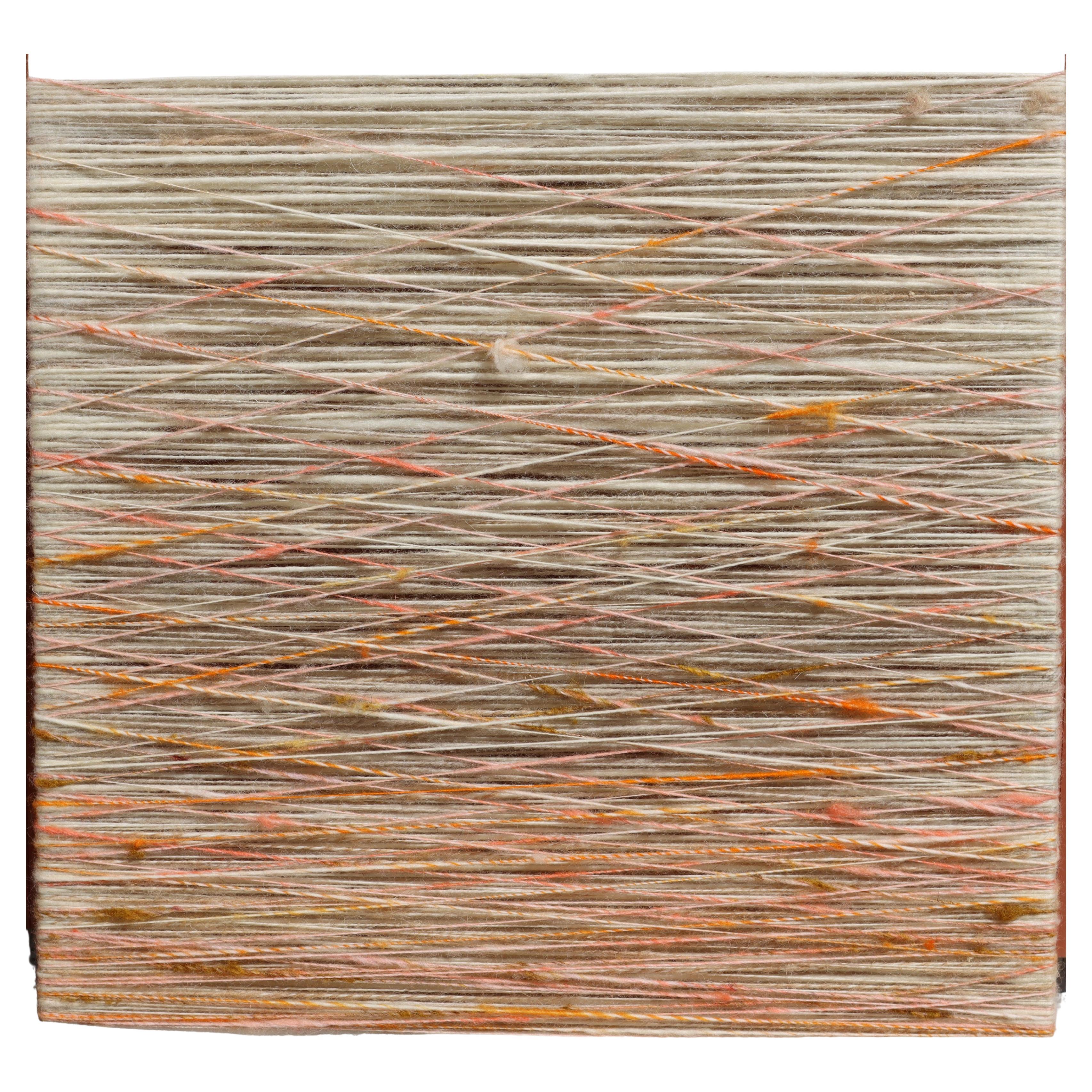 Handmade Wool Artwork made by M. Dombrowsky.
An abstract, minimalist work made of wool and wood
Each work is handcrafted, dyed, and spun by hand.
The wool is intricately wrapped, and tied around a handcrafted spruce frame. Wool threads form distinct