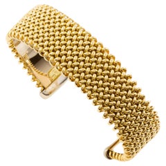 Contemporary Woven 14k Yellow Gold Cuff Bracelet