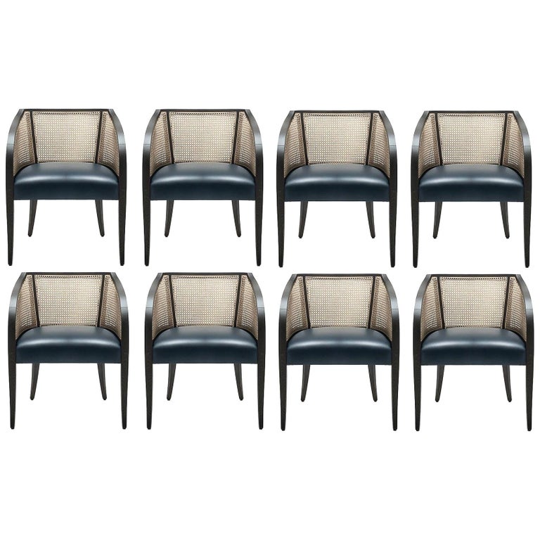 Contemporary Woven Cane Dining Chairs, Set of 8 For Sale at 1stDibs