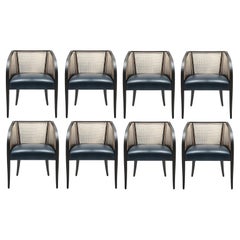 Sedie da pranzo contemporanee in canna intrecciata, set da 8