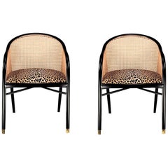 Contemporary Woven Cane Italian Armchair Set
