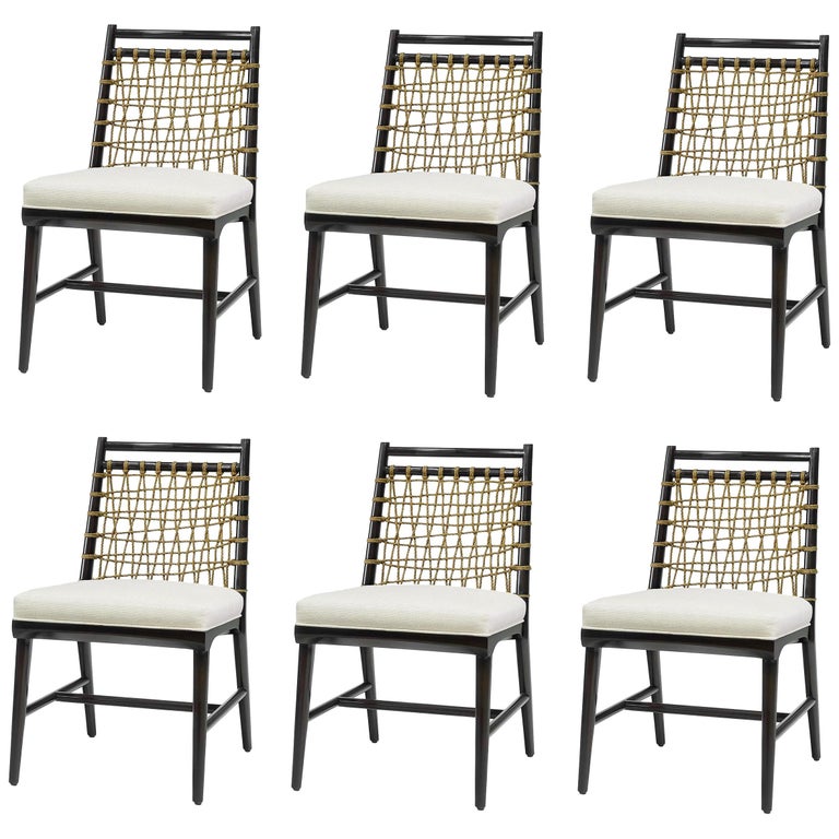 Contemporary Woven Natural Rope Dining Chairs, Set of 6 For Sale at 1stdibs