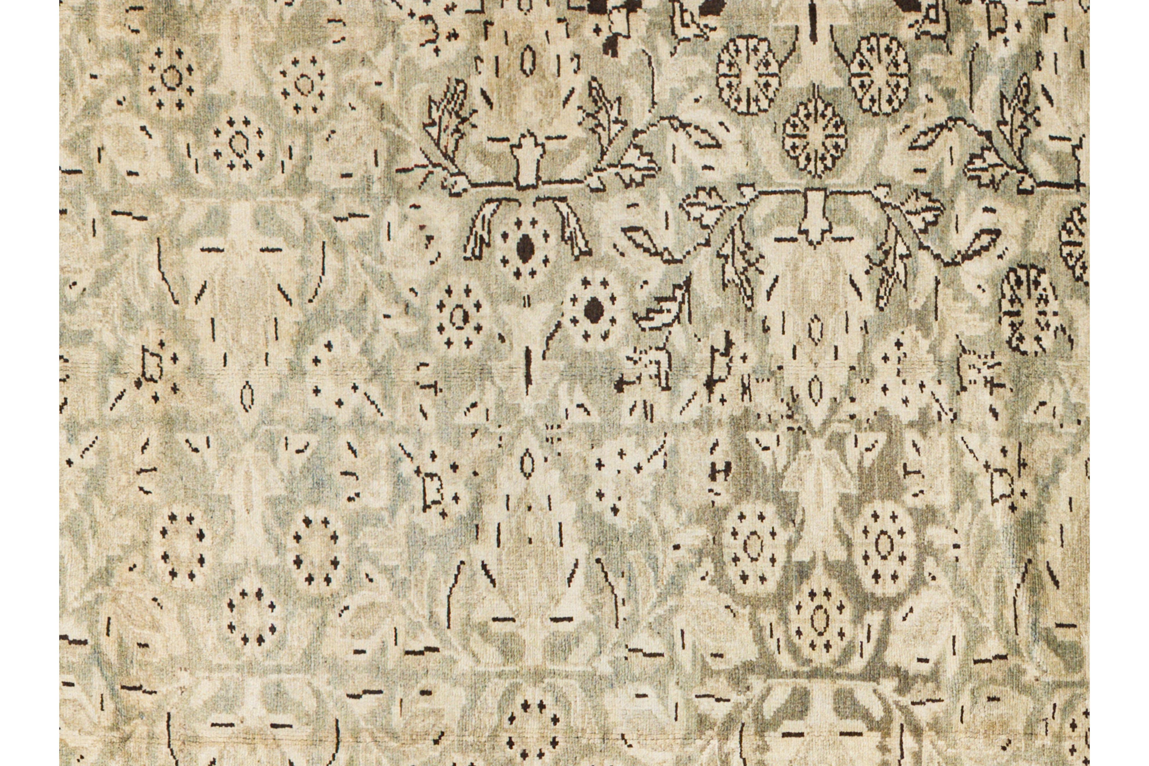 Zeitgenössischer Webteppich, 7 ft × 10 ft , Elfenbein und Braun im Angebot 1