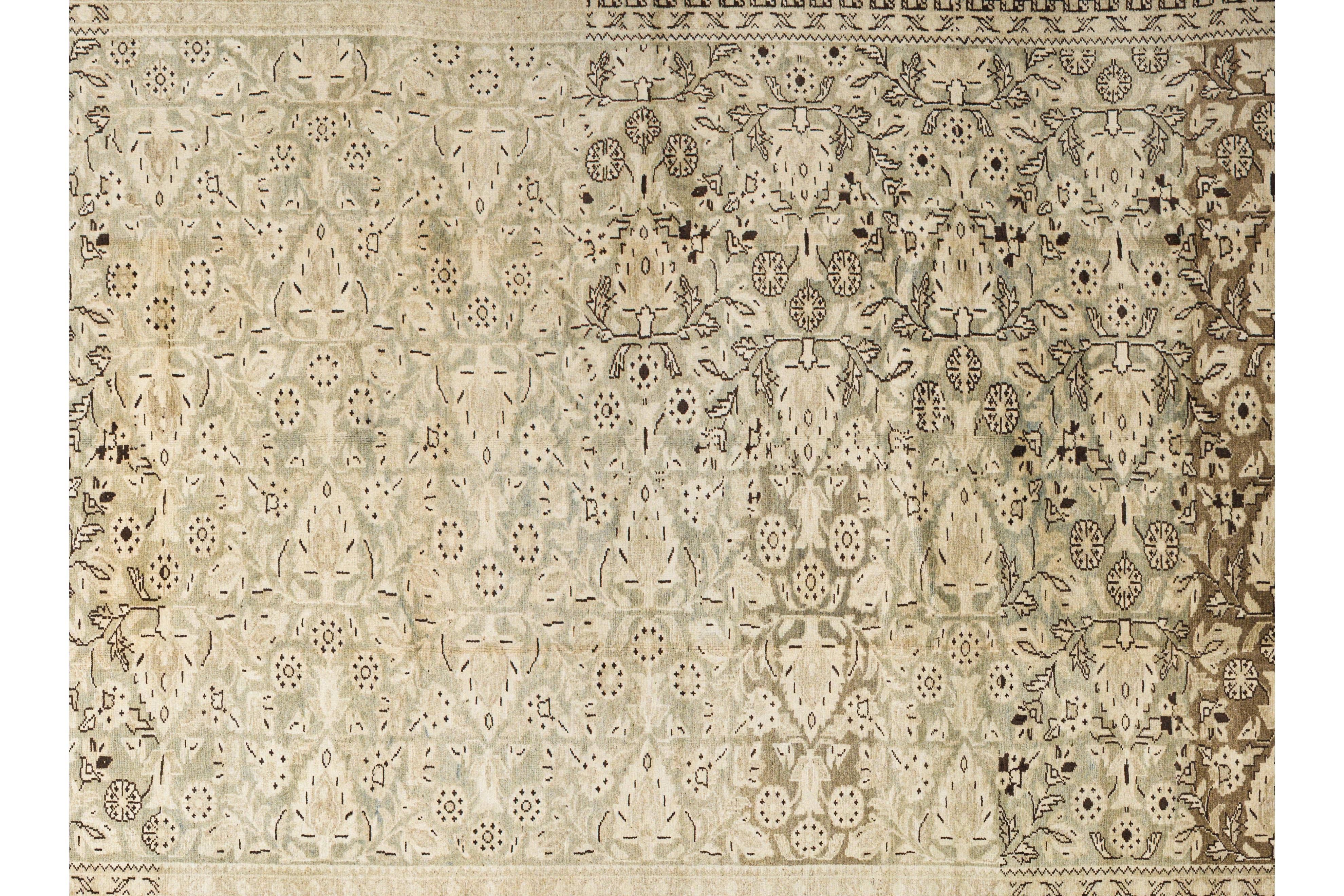 Zeitgenössischer Webteppich, 7 ft × 10 ft , Elfenbein und Braun im Angebot 2