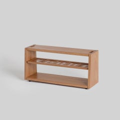Contemporary Woven Wood Bench 92cm in Solid Brazilian Wood