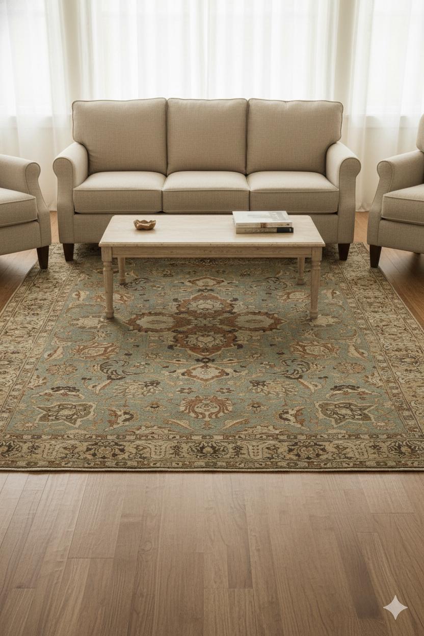 Zeitgenössischer gewebter Wollteppich, 7 ft × 11 ft, natürliche Wolltöne (Sultanabad) im Angebot