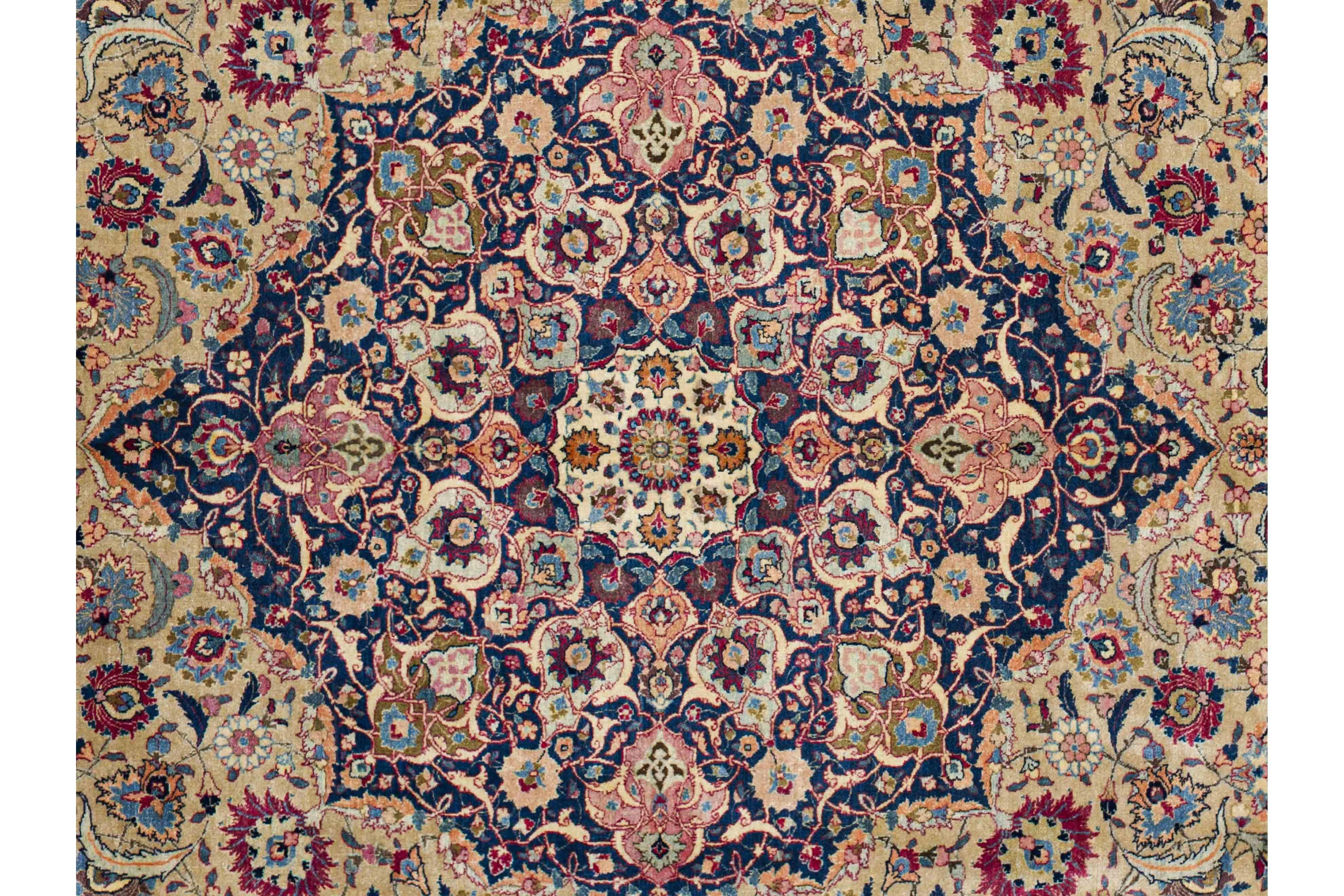 Tapis contemporain en laine tissée, 8 pi × 11 pi , Médaillon crème, marine et rouge en vente 2