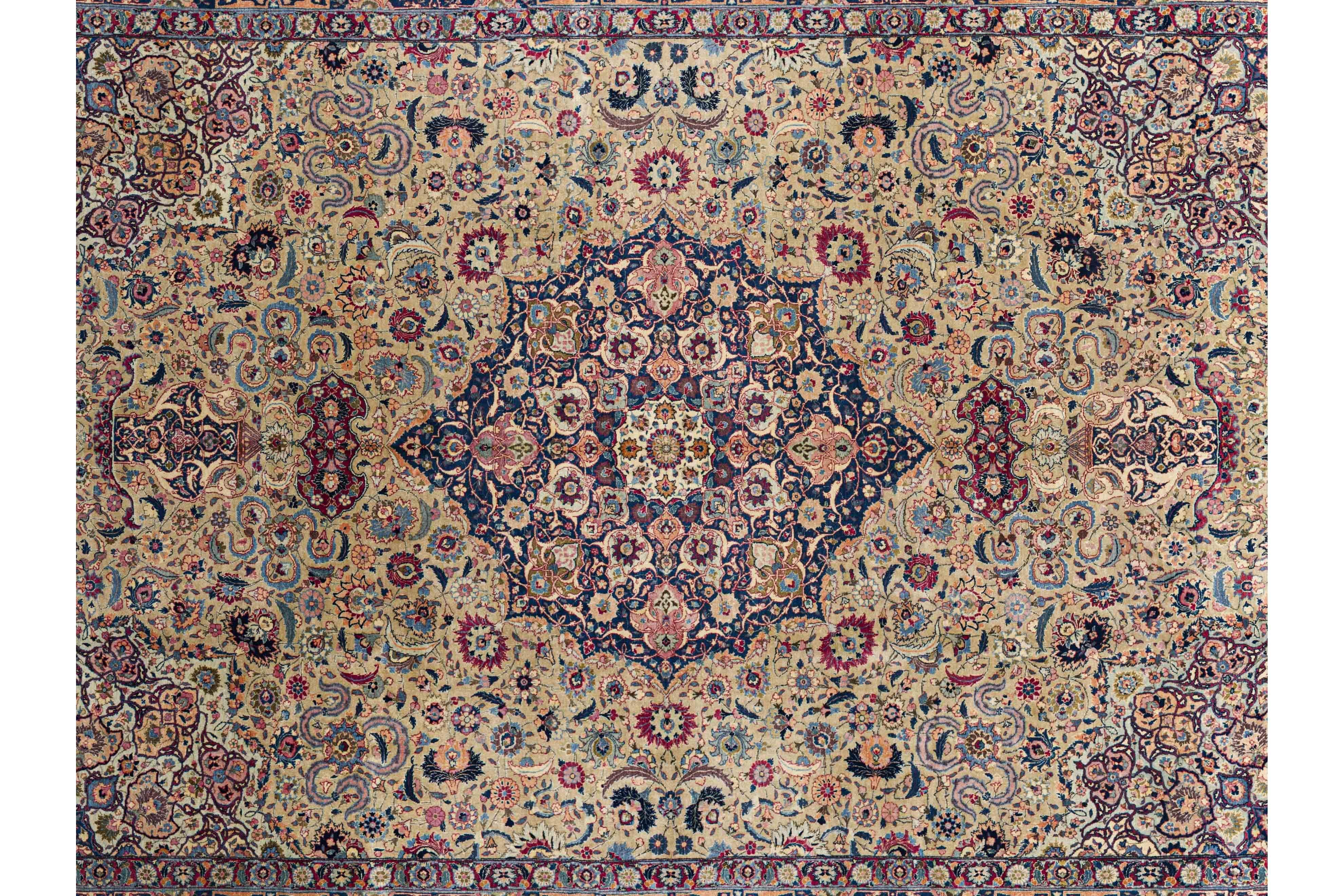 Tapis contemporain en laine tissée, 8 pi × 11 pi , Médaillon crème, marine et rouge en vente 3