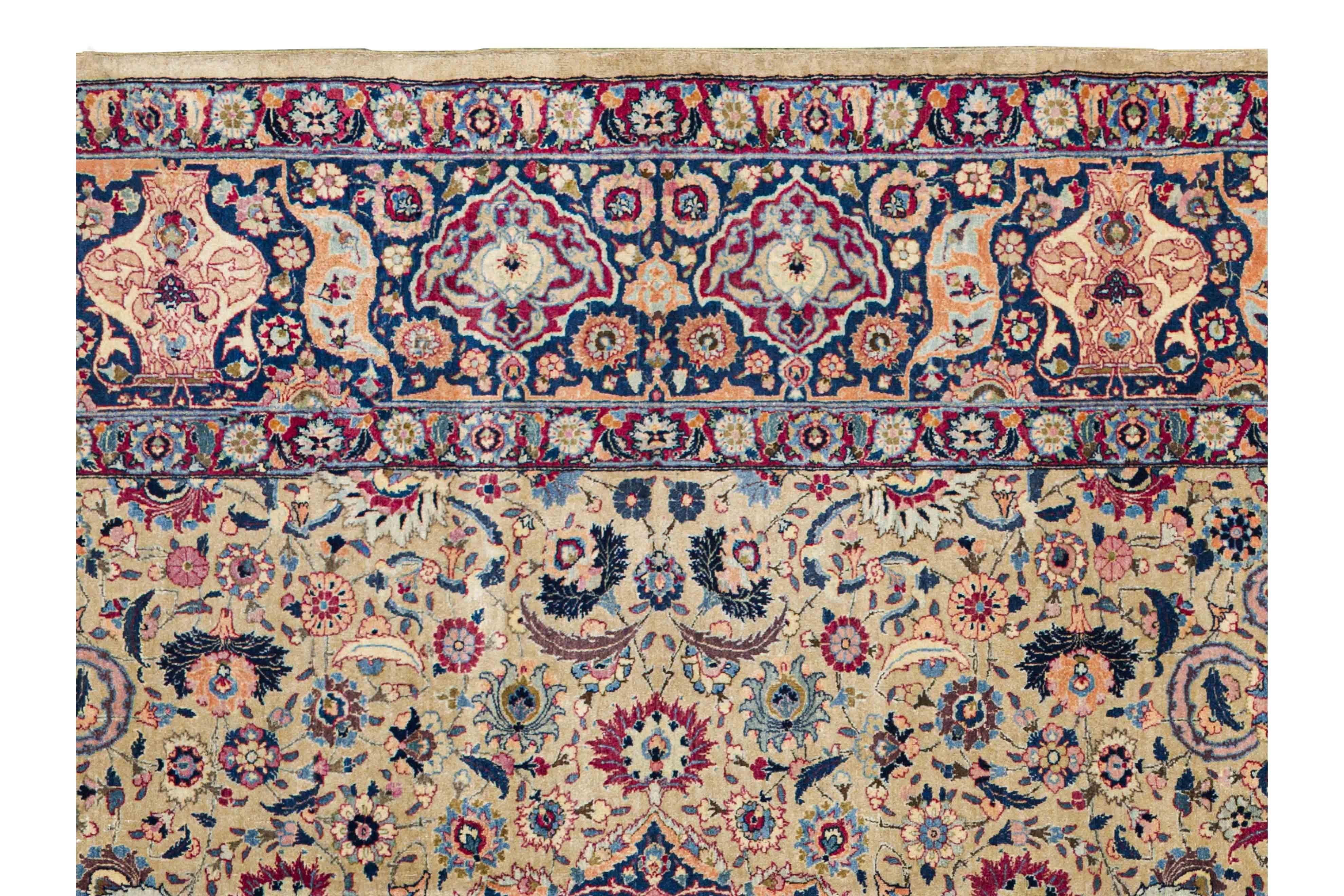 Tissé à la main Tapis contemporain en laine tissée, 8 pi × 11 pi , Médaillon crème, marine et rouge en vente